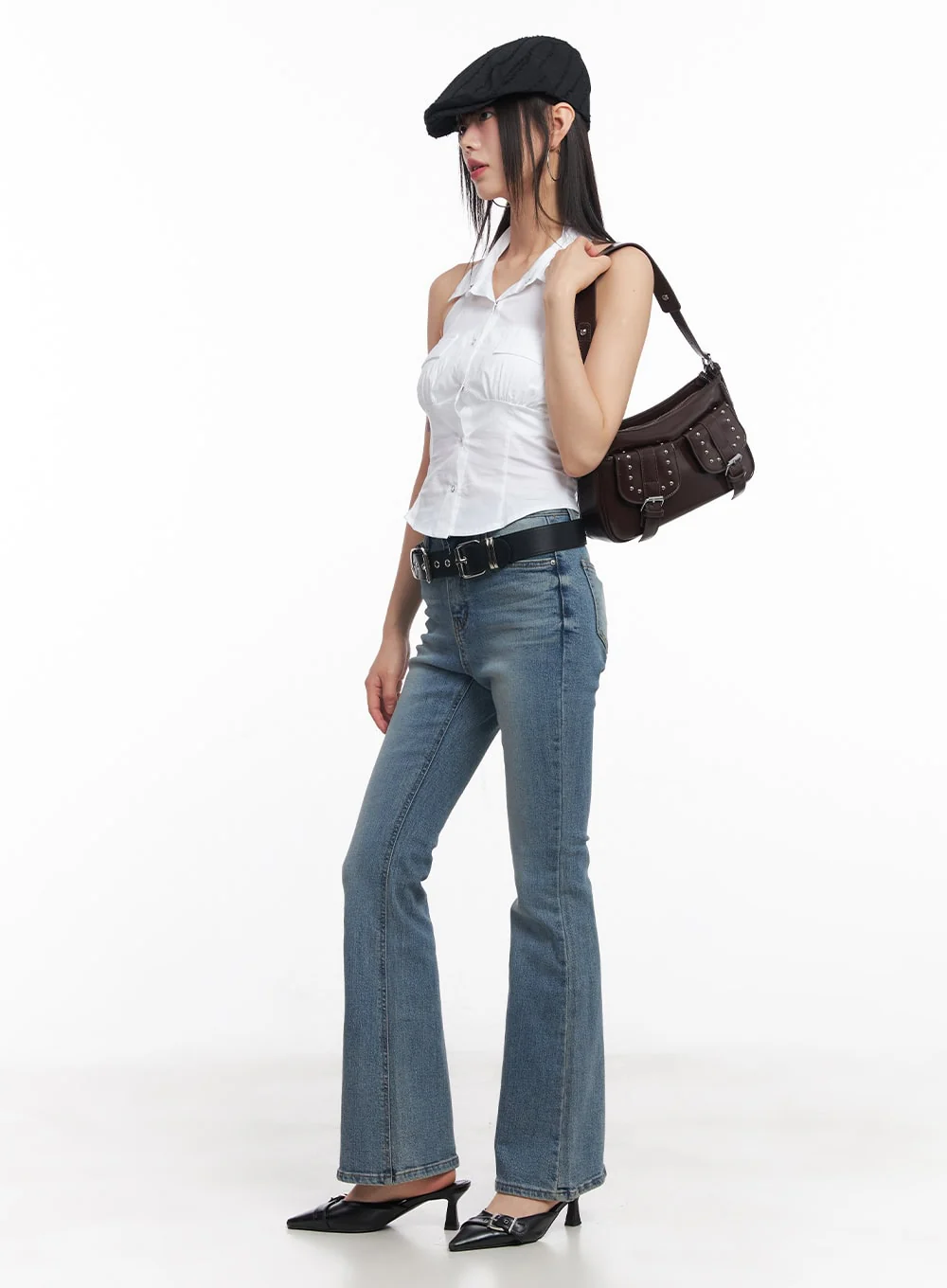Cassy Slim Washed Flared Jeans CY512 - Image 2