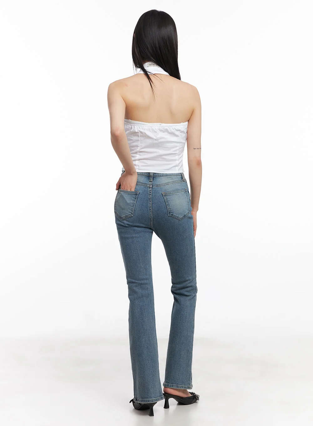 Cassy Slim Washed Flared Jeans CY512 - Image 5