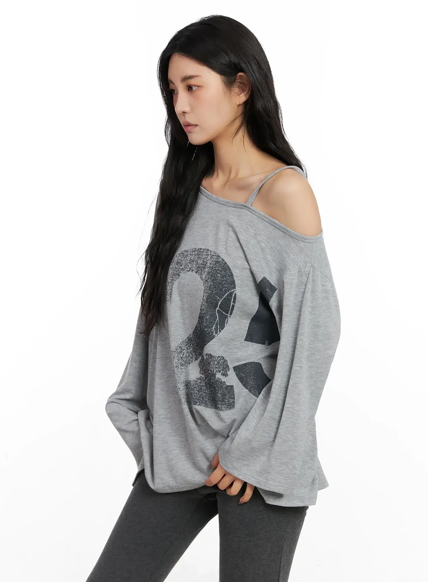 Casual Graphic Long Sleeve Off-Shoulder Top IN528 - Image 12