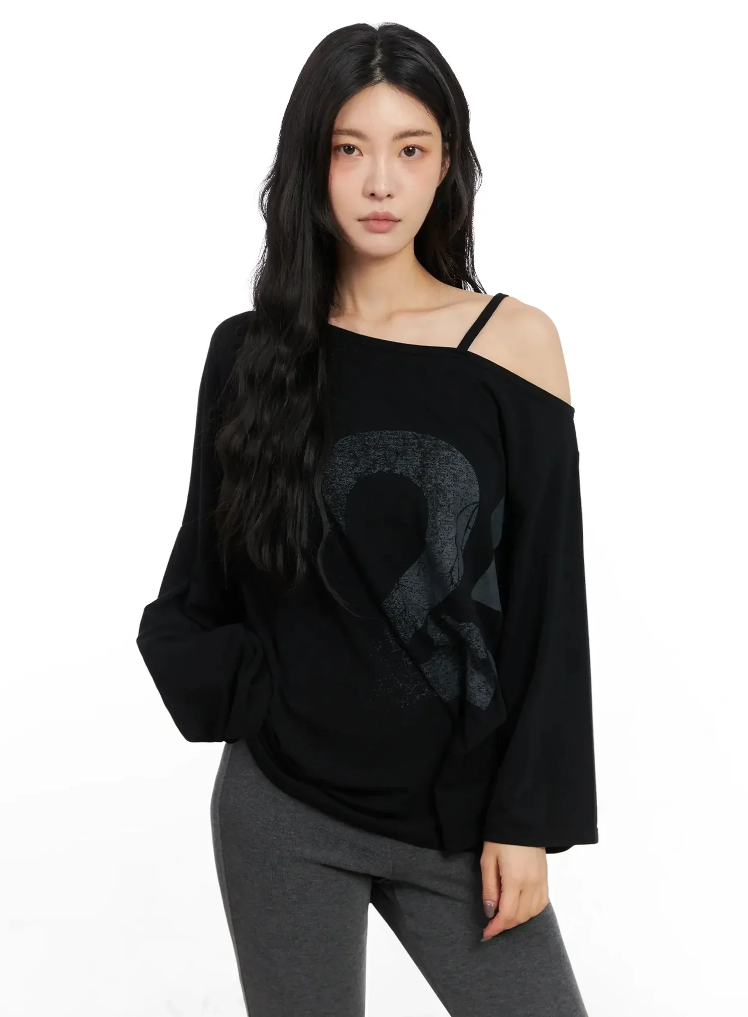 Casual Graphic Long Sleeve Off-Shoulder Top IN528 - Image 13