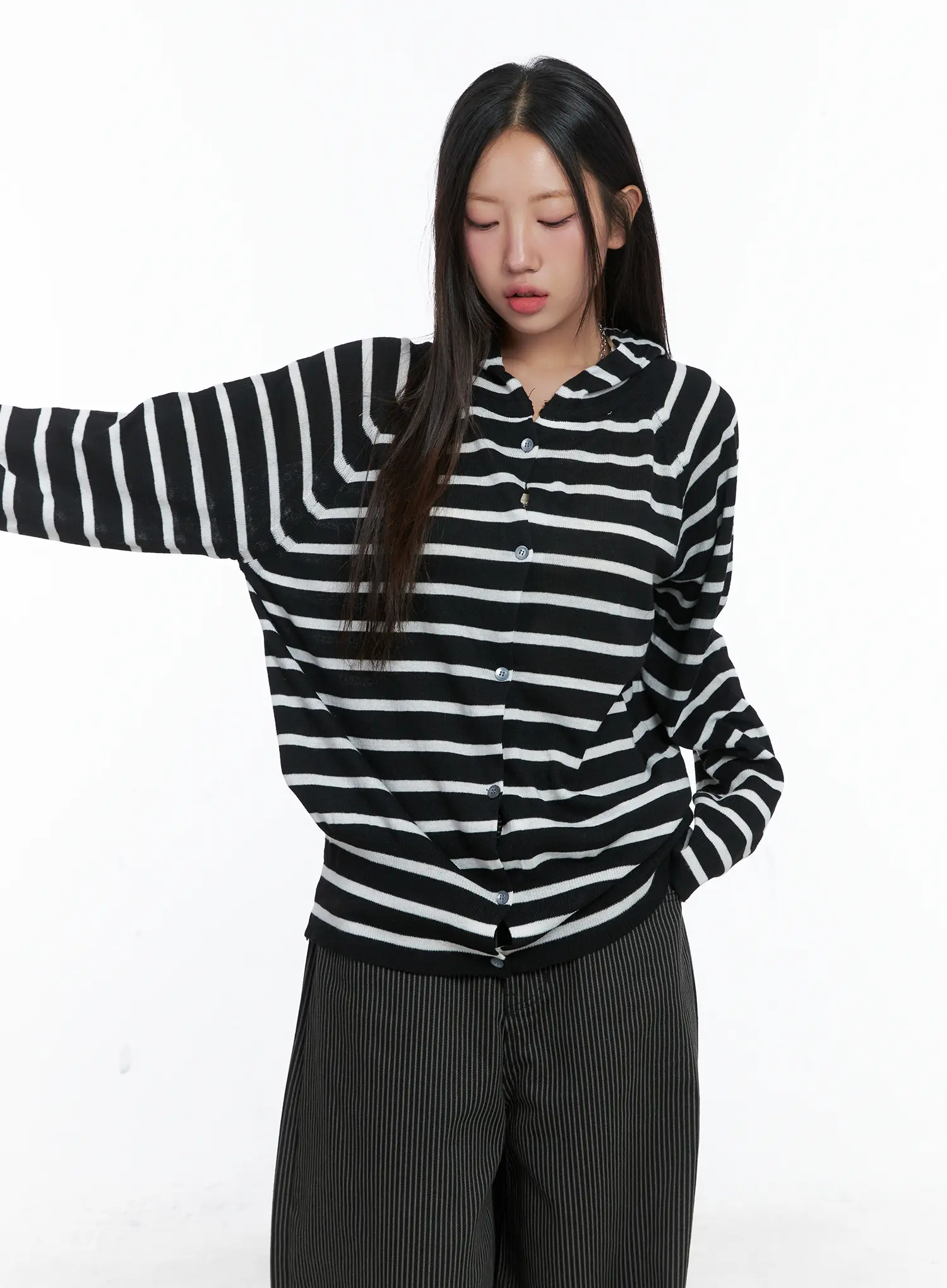 Casual Hooded Knit Cardigan CS503 - Image 9