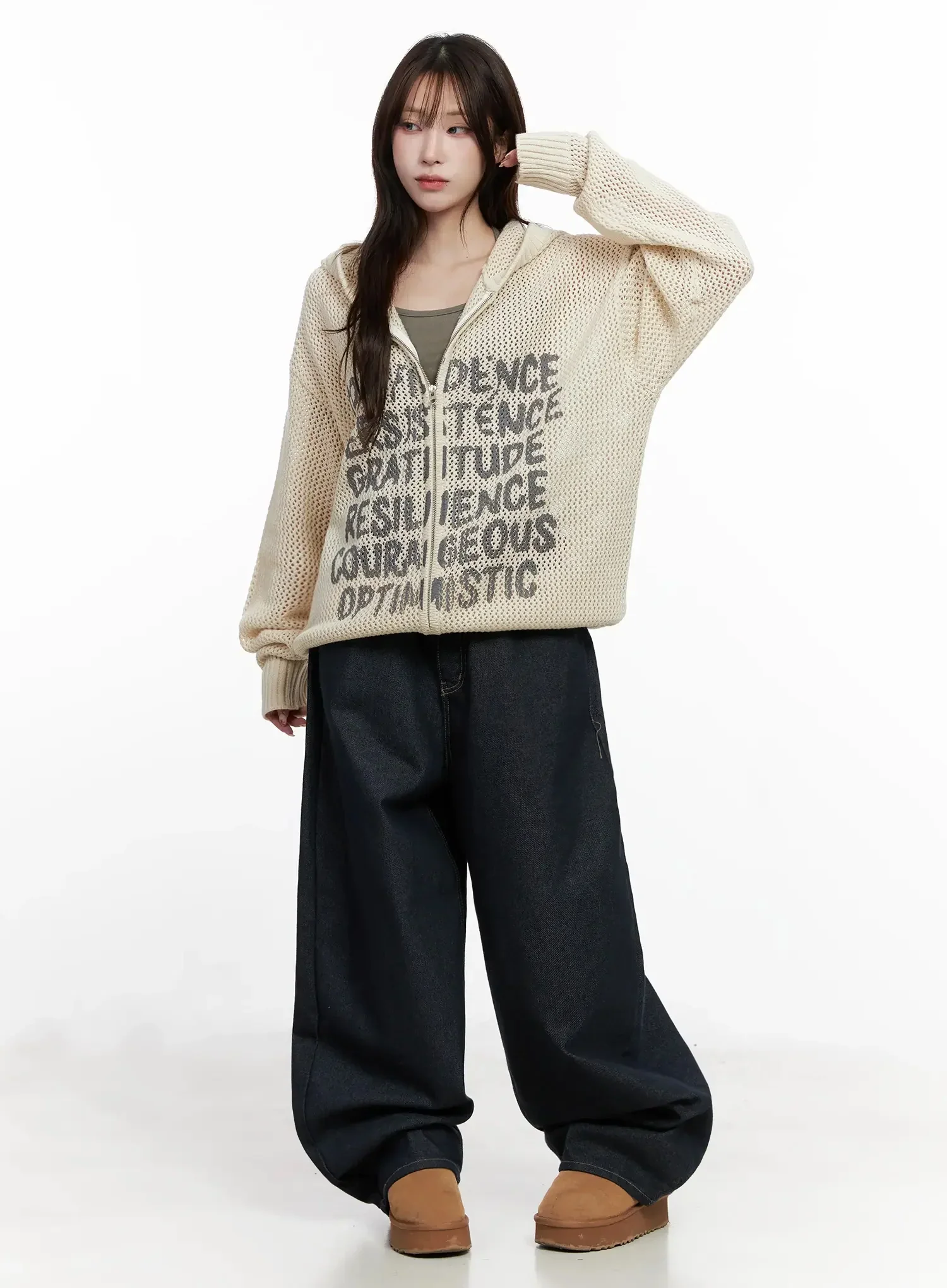 Casual Mesh Lettering Hoodie Jacket IN514 - Image 4