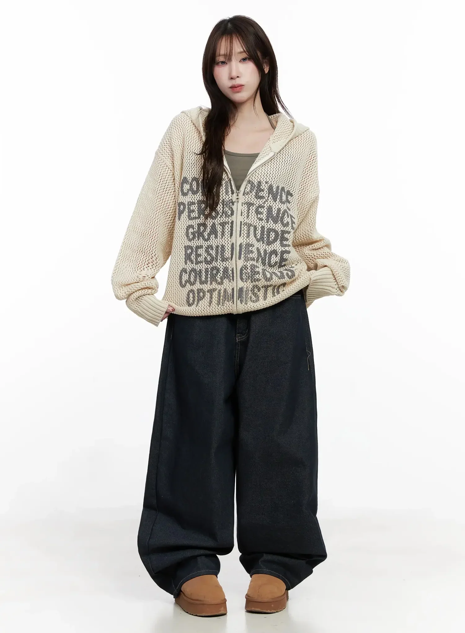 Casual Mesh Lettering Hoodie Jacket IN514 - Image 8