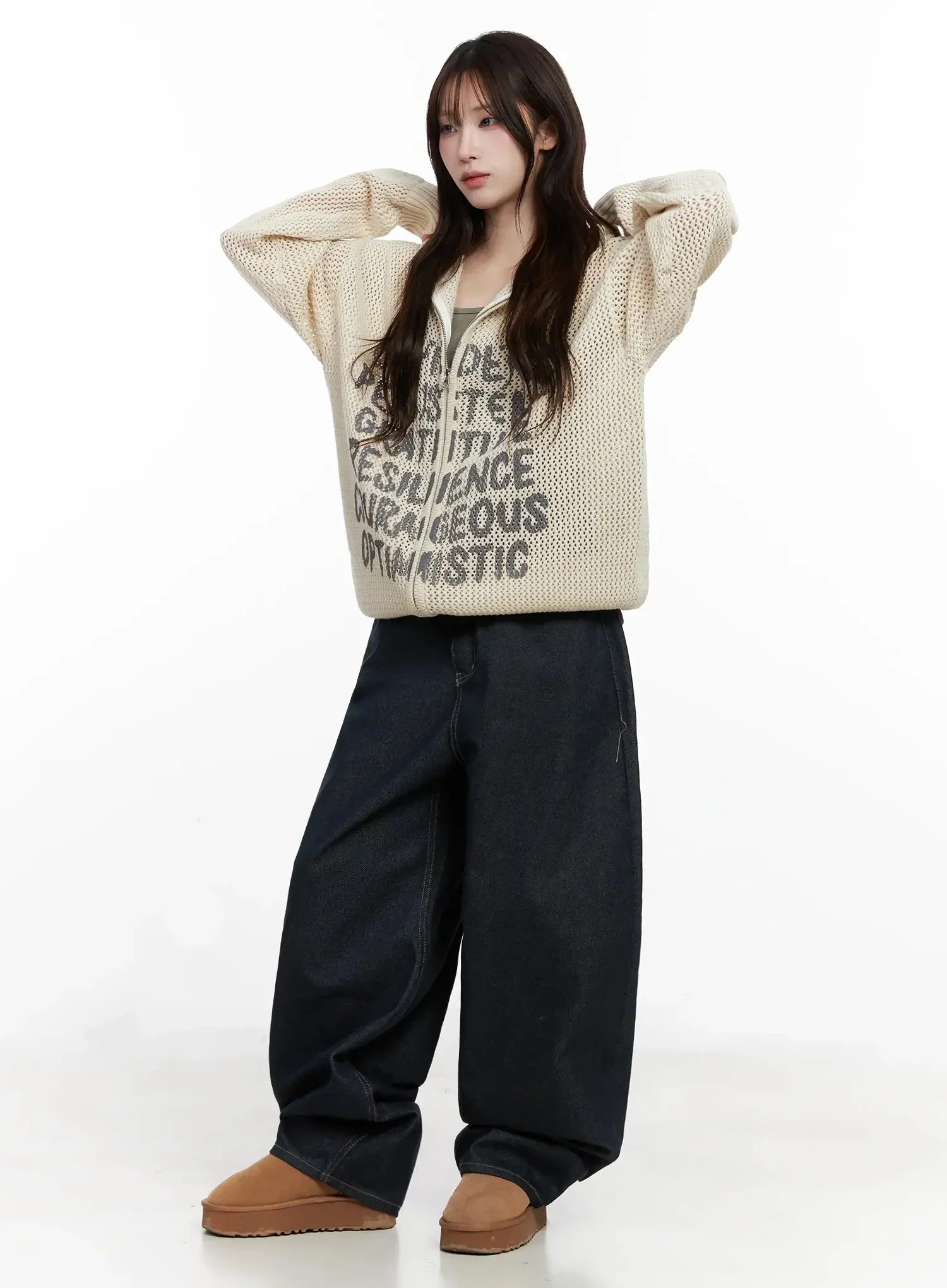 Casual Mesh Lettering Hoodie Jacket IN514 - Image 9