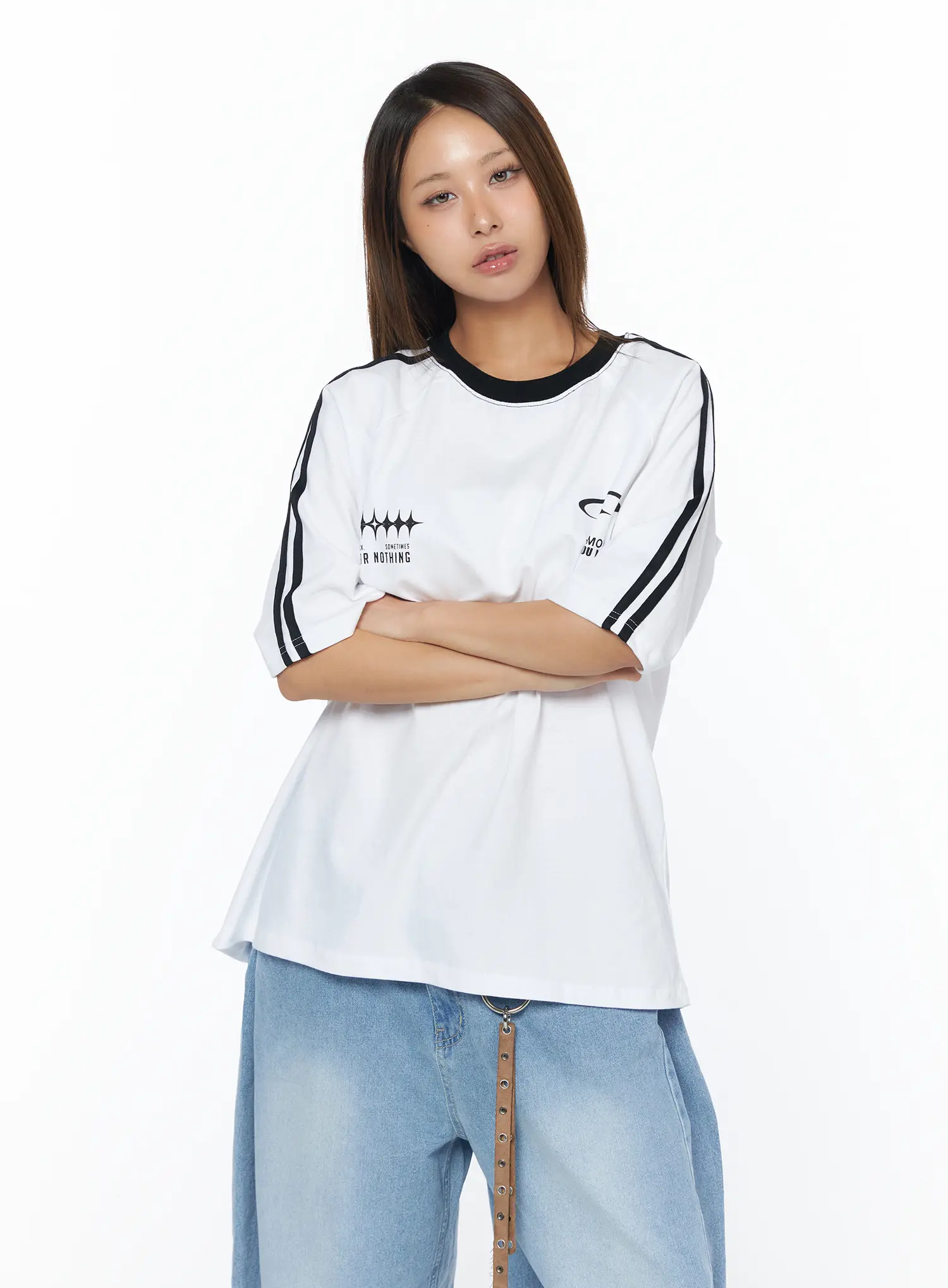 Casual Striped Sleeve Tee CA516 - Image 2