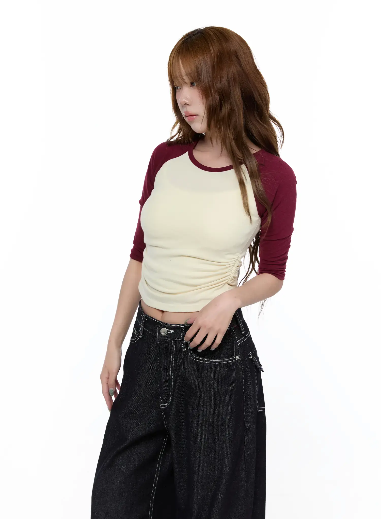 Casual Two-Tone 3/4 Sleeve Top CA521 - Image 4