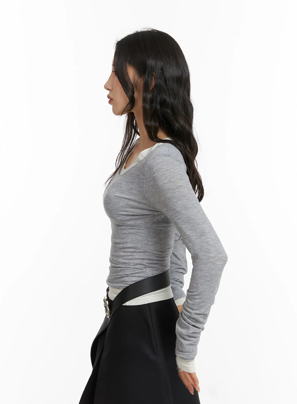 Casual U-Neck Long Sleeve Top CJ417 - Image 5