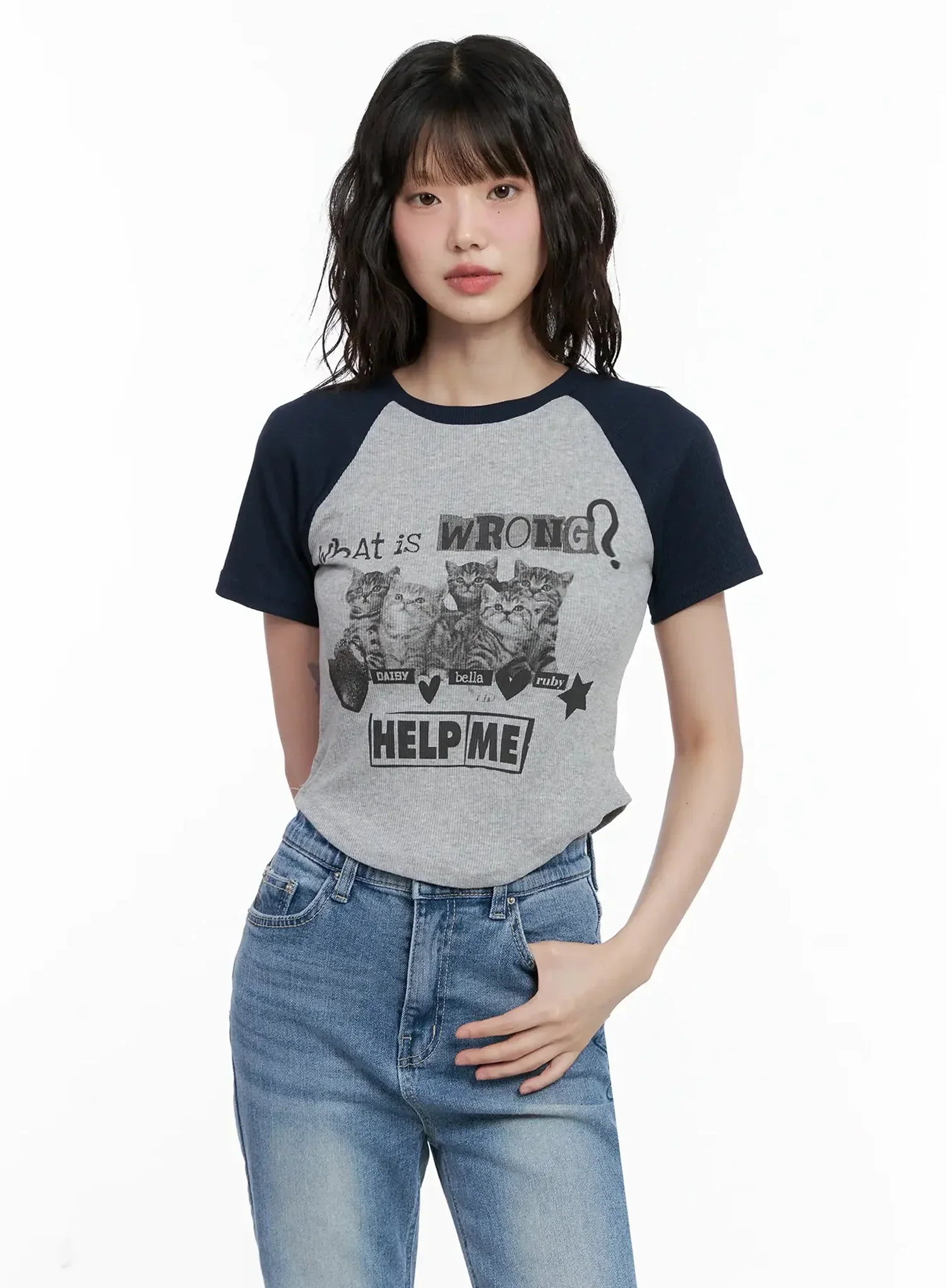 Cat Graphic Raglan Tee IL531 - Image 21