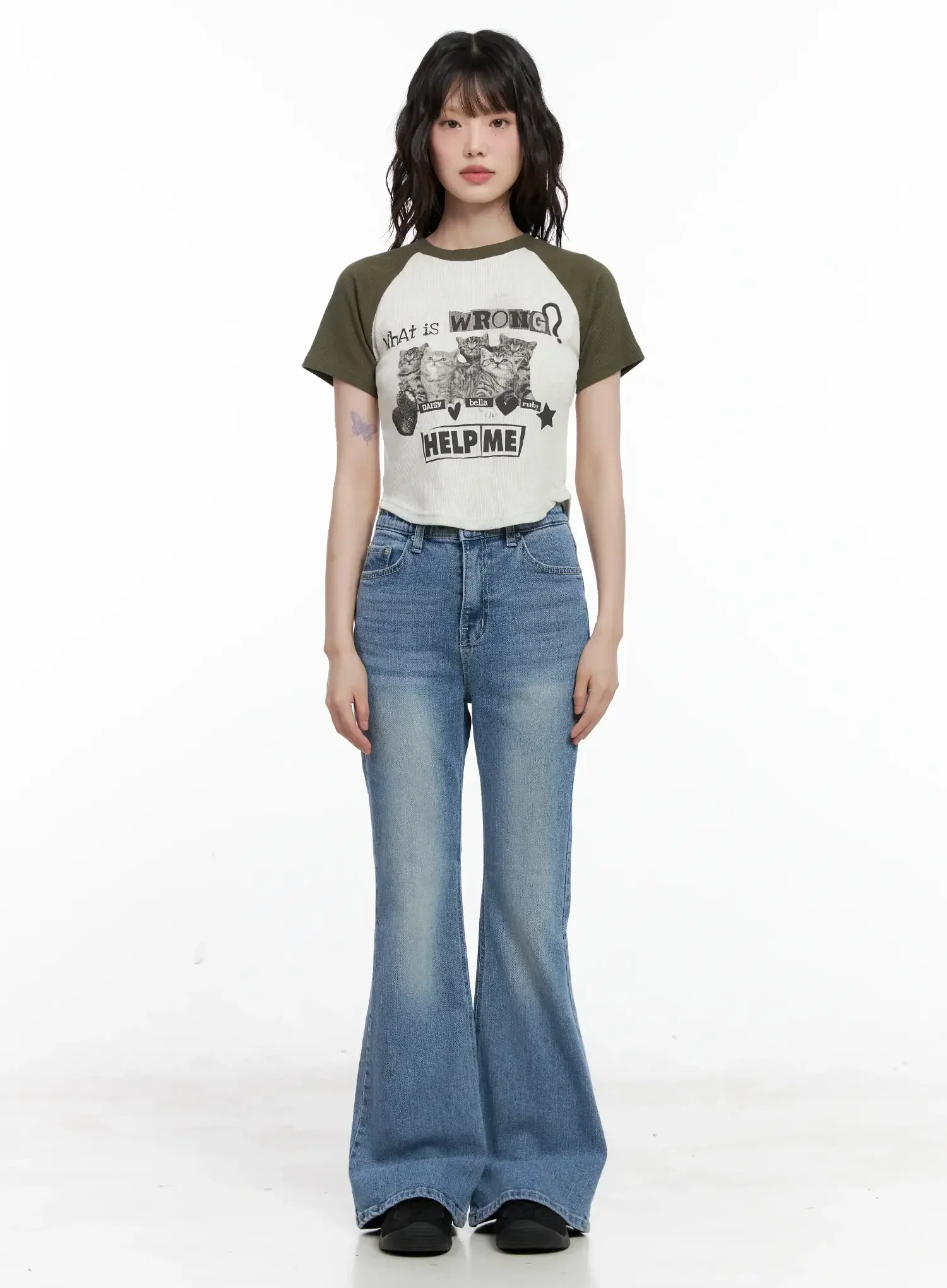 Cat Graphic Raglan Tee IL531 - Image 4