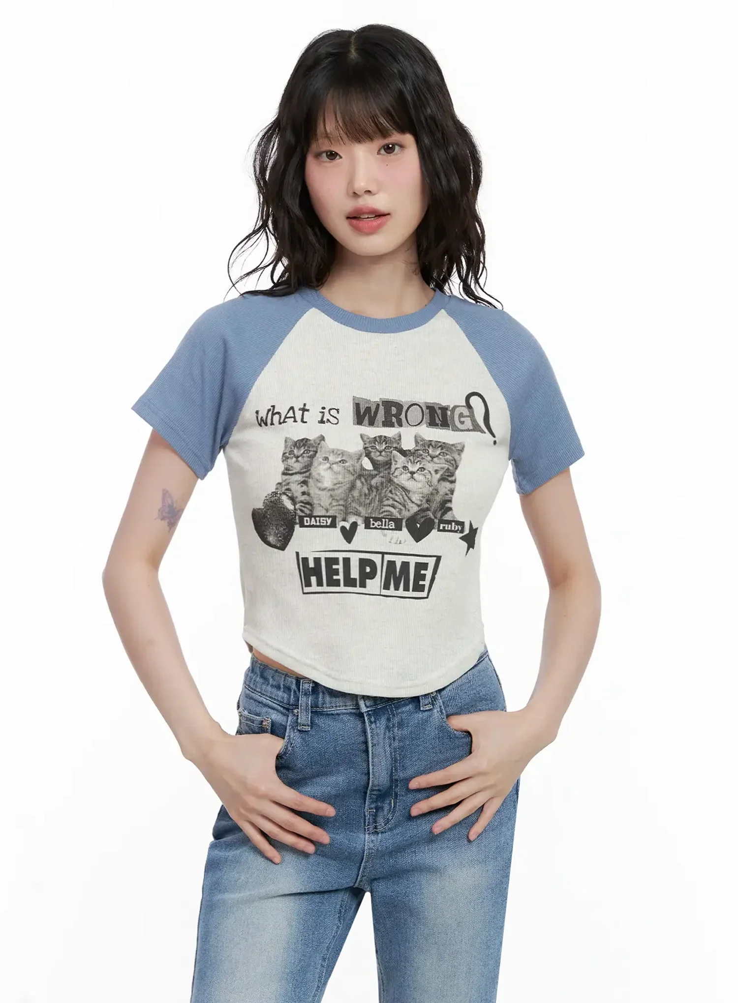 Cat Graphic Raglan Tee IL531 - Image 7