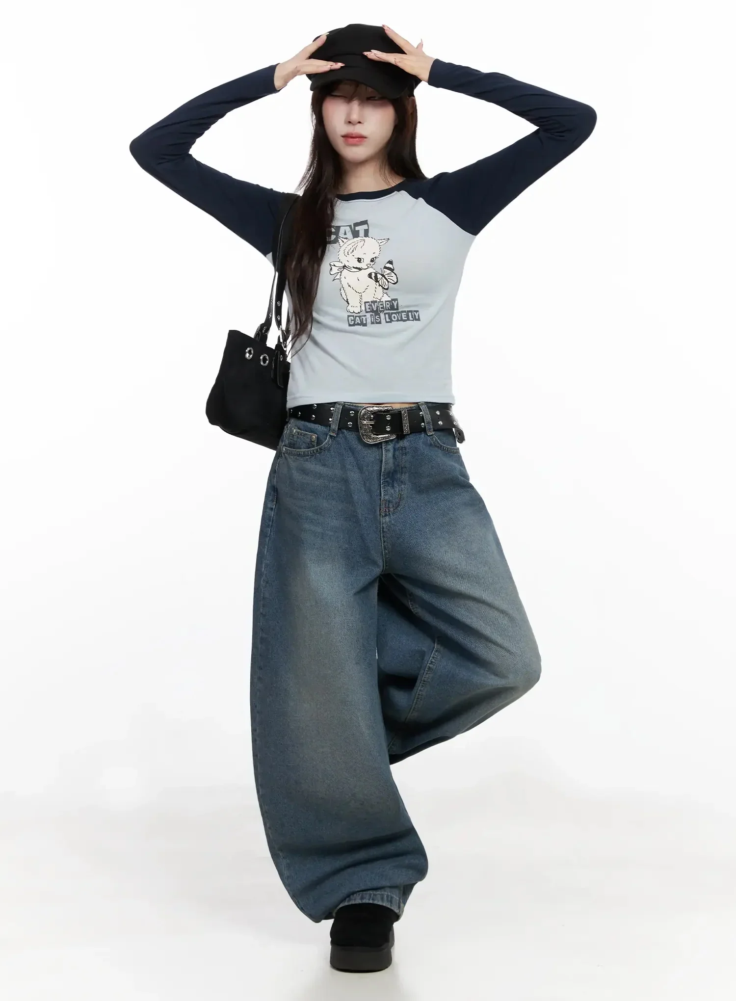 Cat Graphic Raglan Top IN503 - Image 14