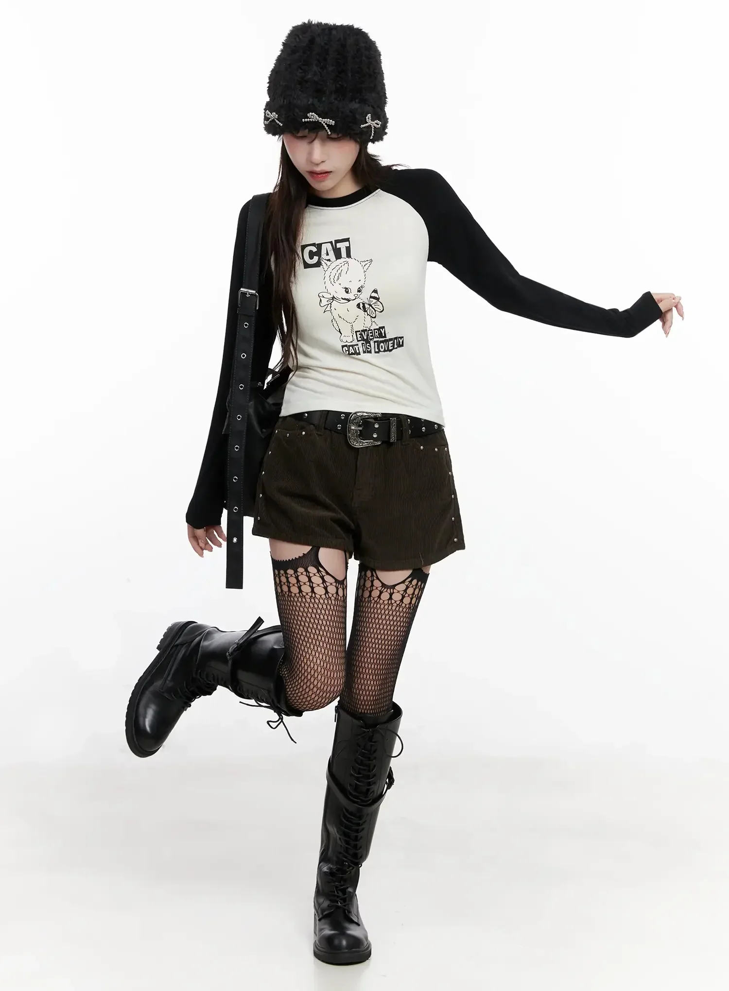 Cat Graphic Raglan Top IN503 - Image 2