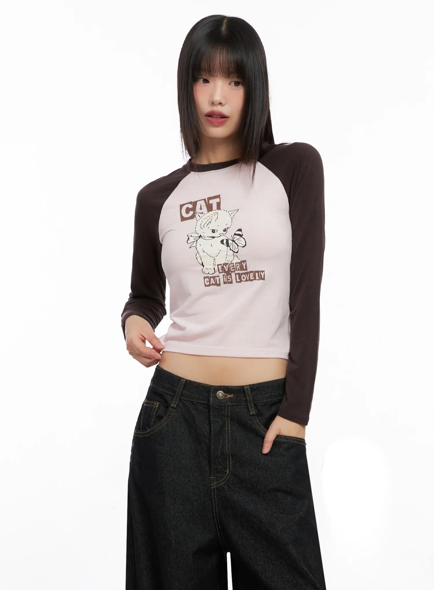 Cat Graphic Raglan Top IN503 - Image 6