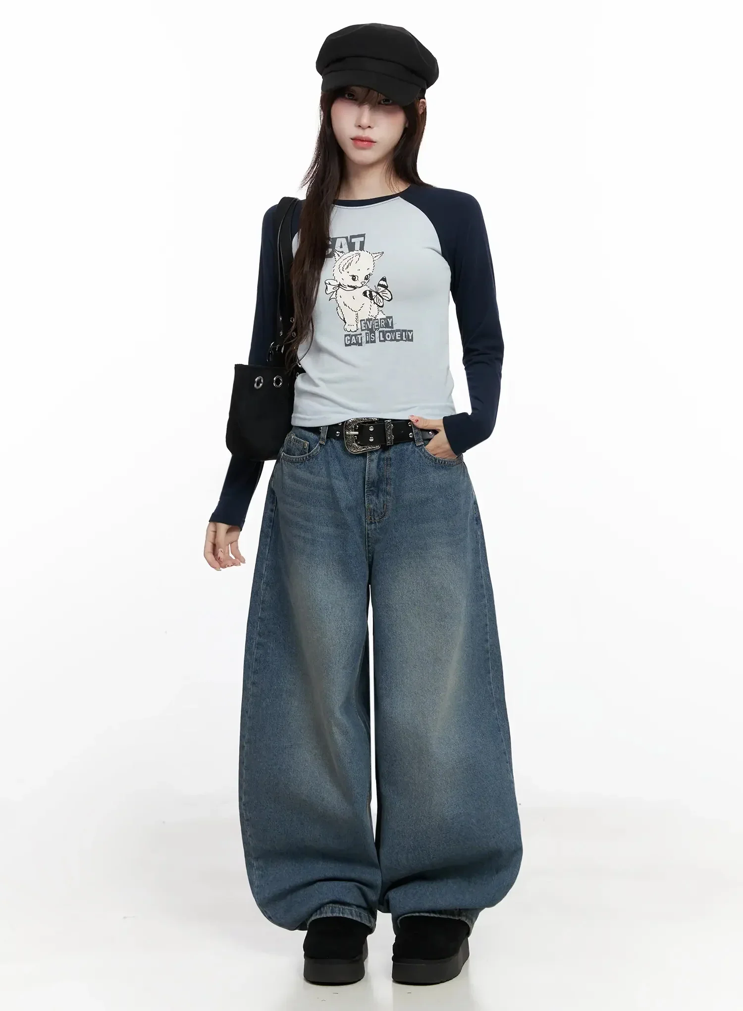 Cat Graphic Raglan Top IN503 - Image 8