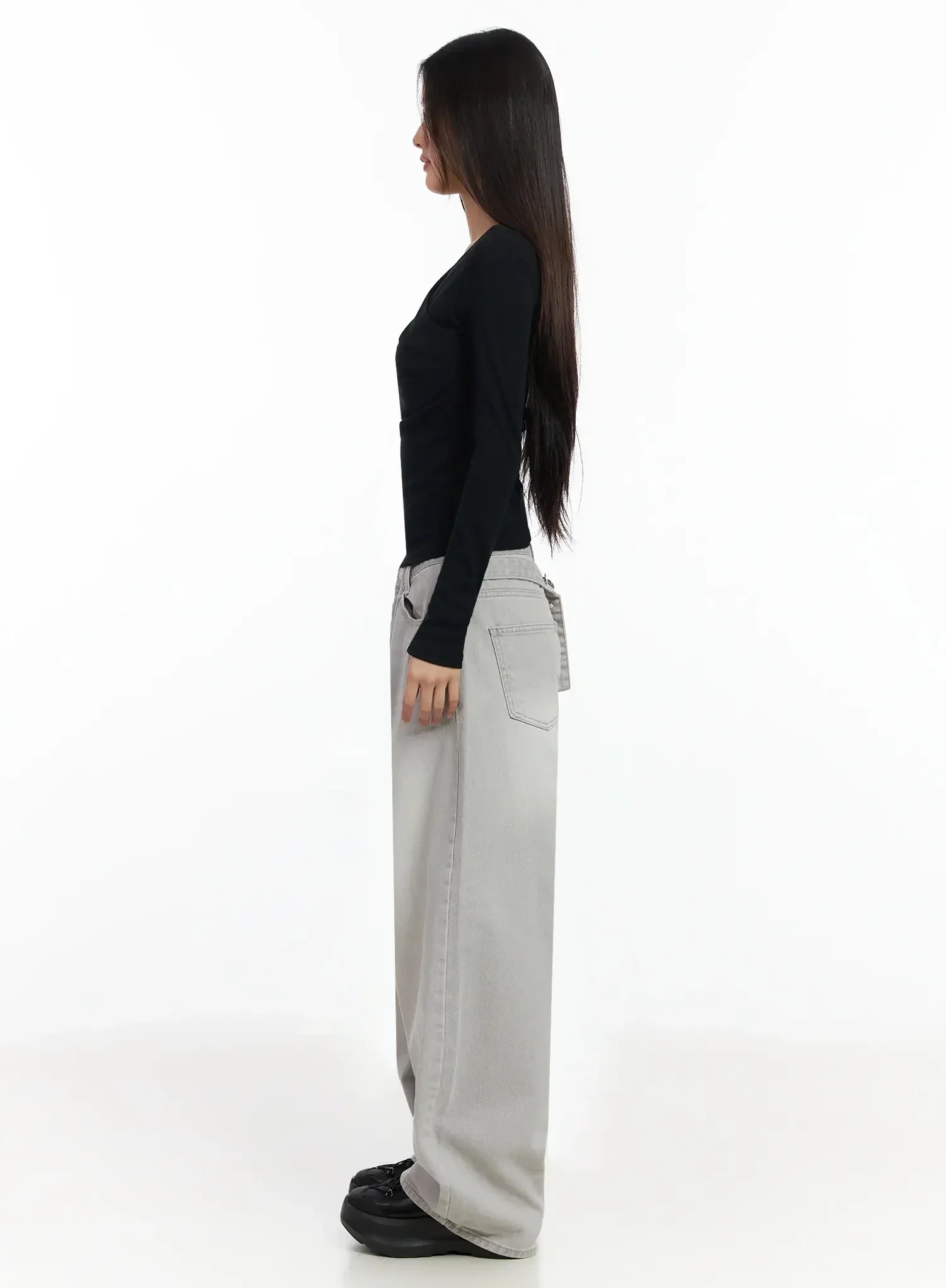 Cece Stone Washed Wide Leg Jeans IA508 - Image 8