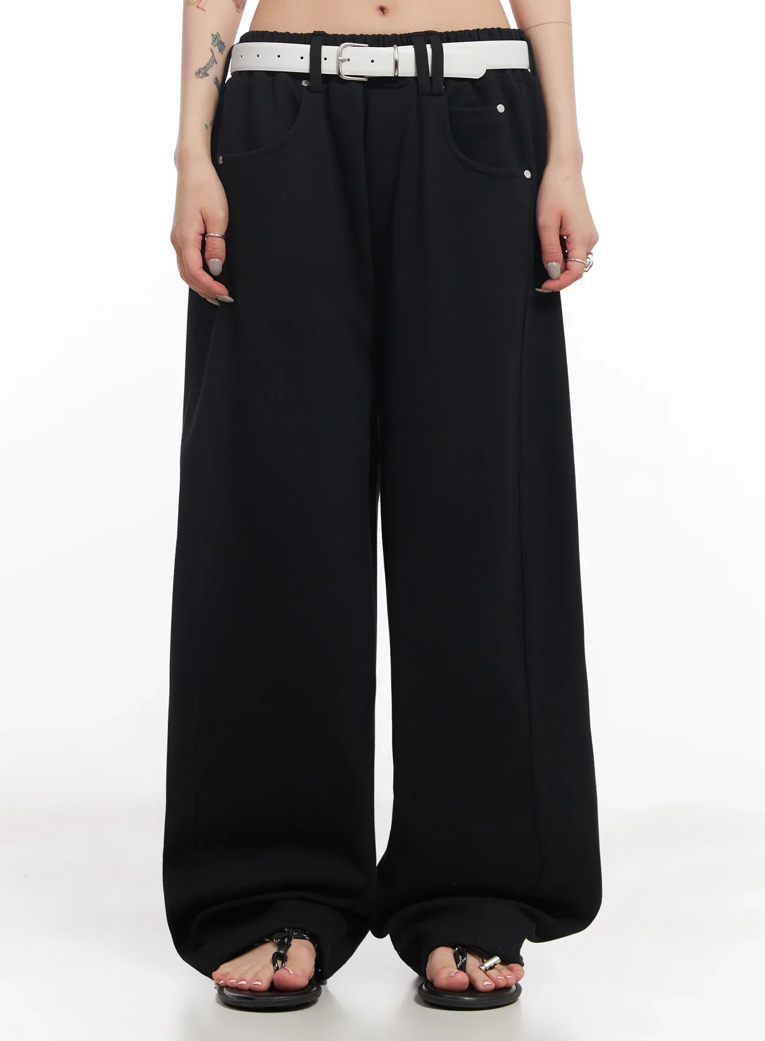 Chaeryeong Belted Wide-Leg Sweatpants IC503 - Image 4
