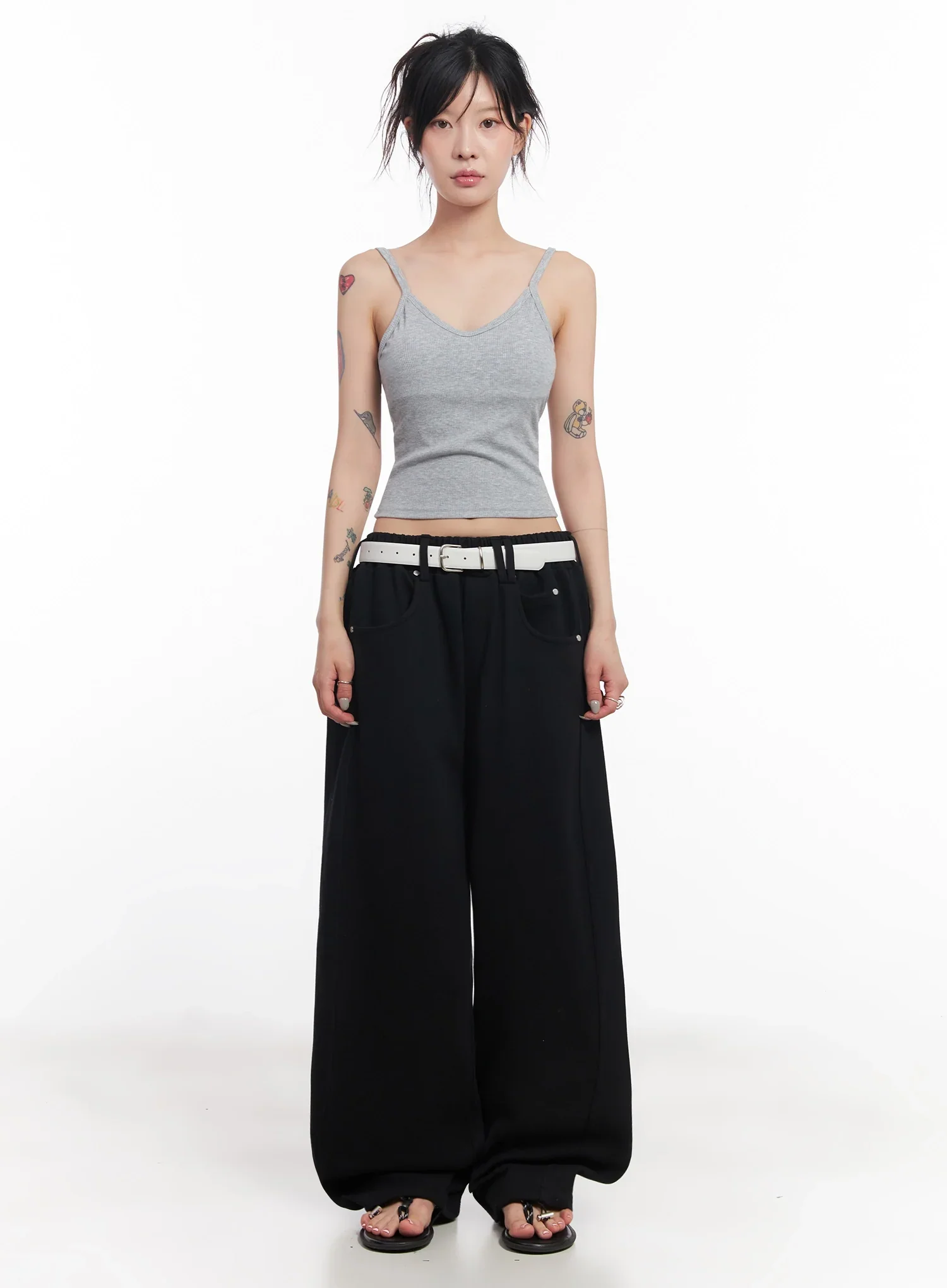 Chaeryeong Belted Wide-Leg Sweatpants IC503 - Image 5