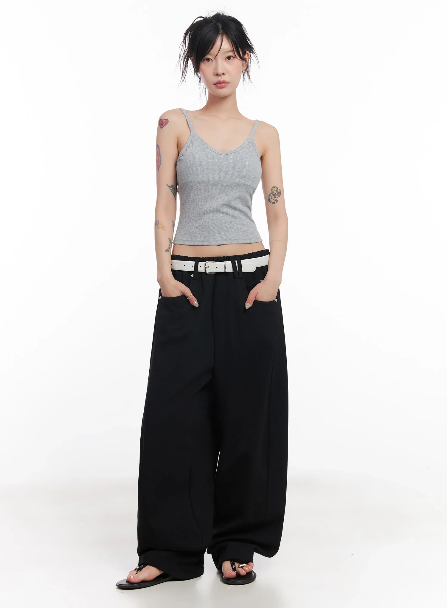 Chaeryeong Belted Wide-Leg Sweatpants IC503 - Image 6