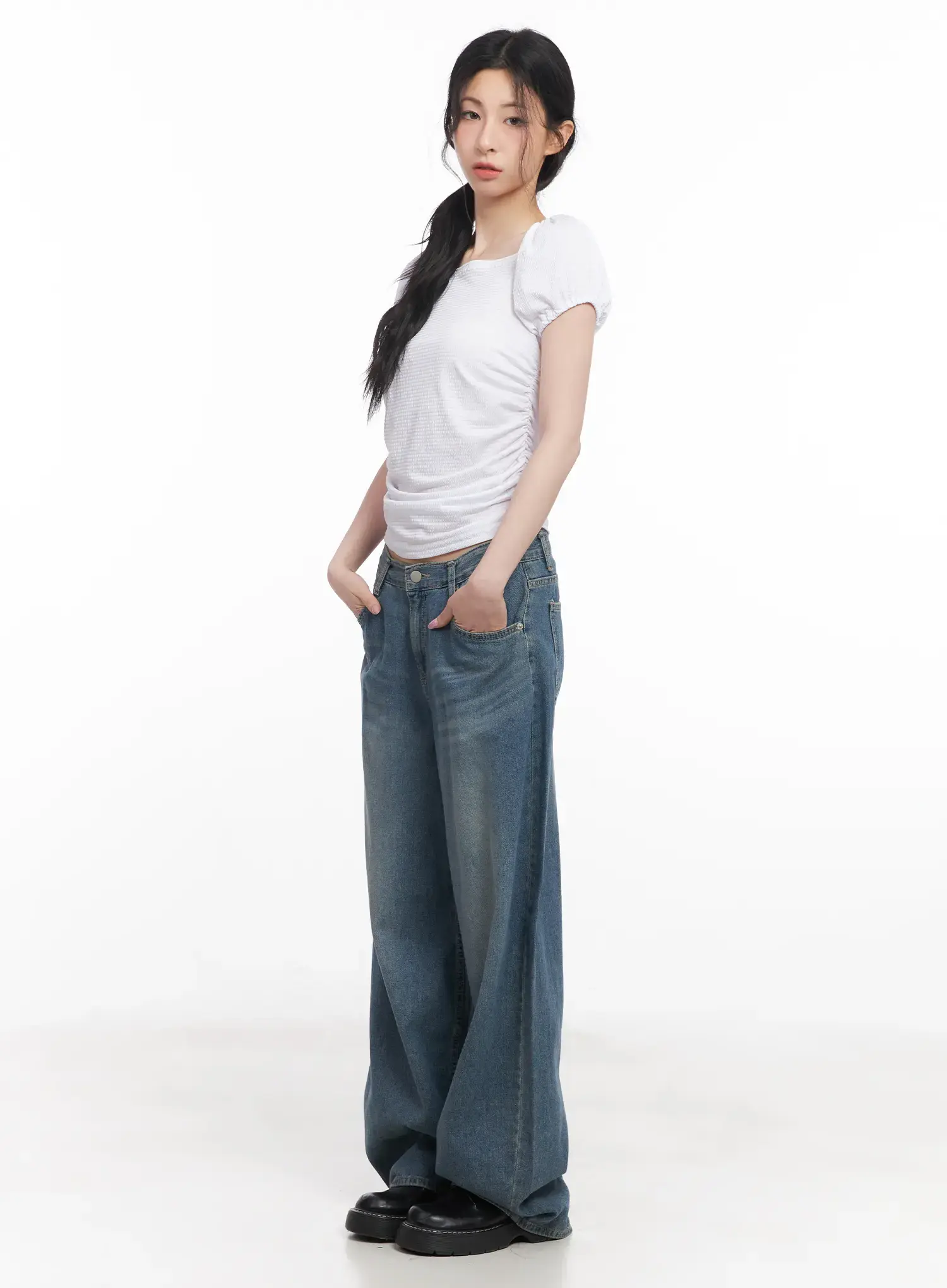 Chaewon Washed Wide-Leg Jeans CU511 - Image 3