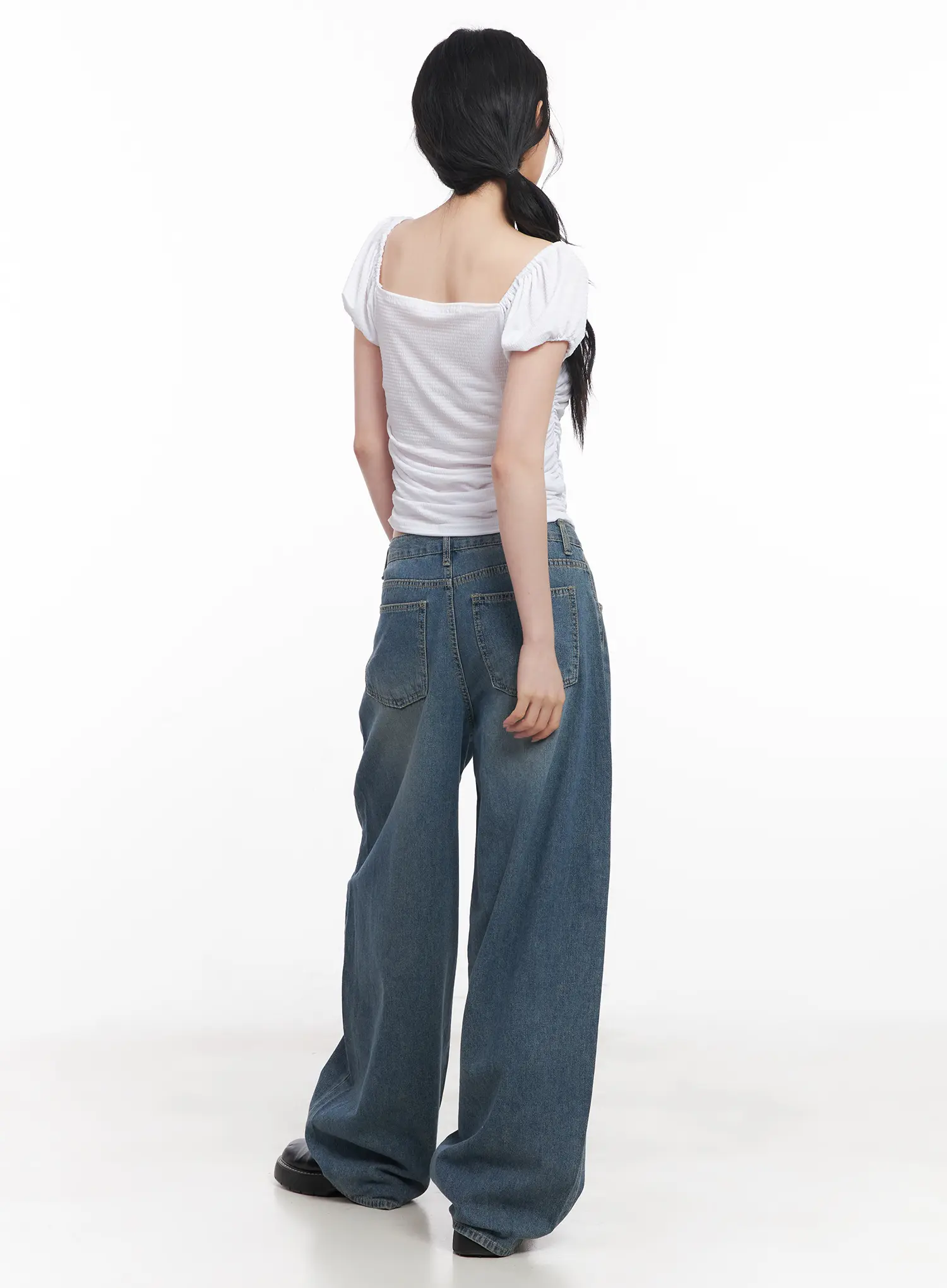Chaewon Washed Wide-Leg Jeans CU511 - Image 6
