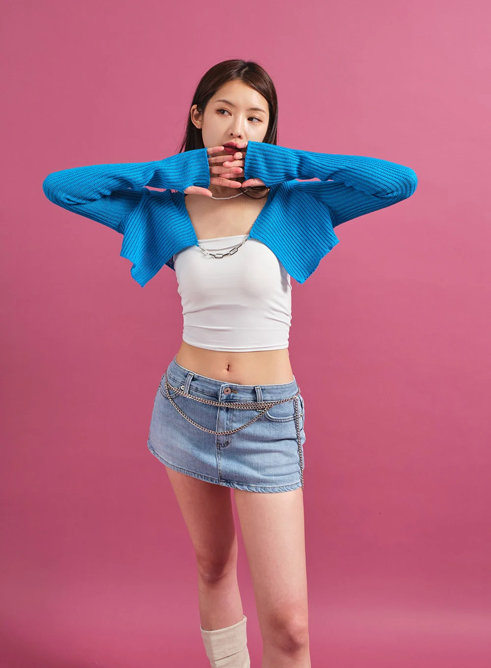 Chain Tied Crop Cardigan CM6 - Image 6