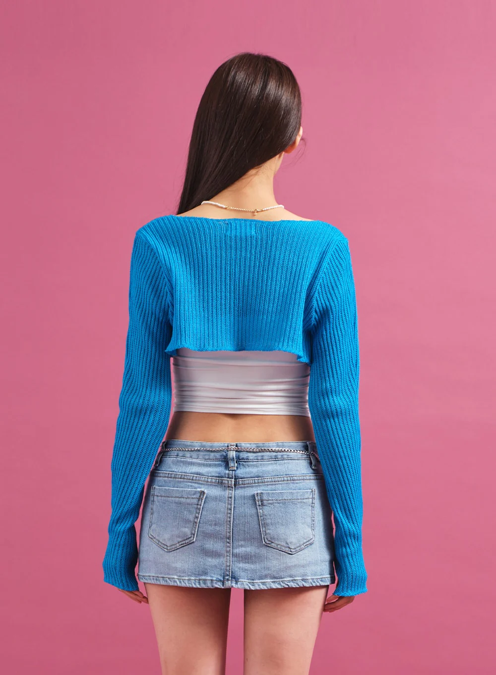 Chain Tied Crop Cardigan CM6 - Image 7