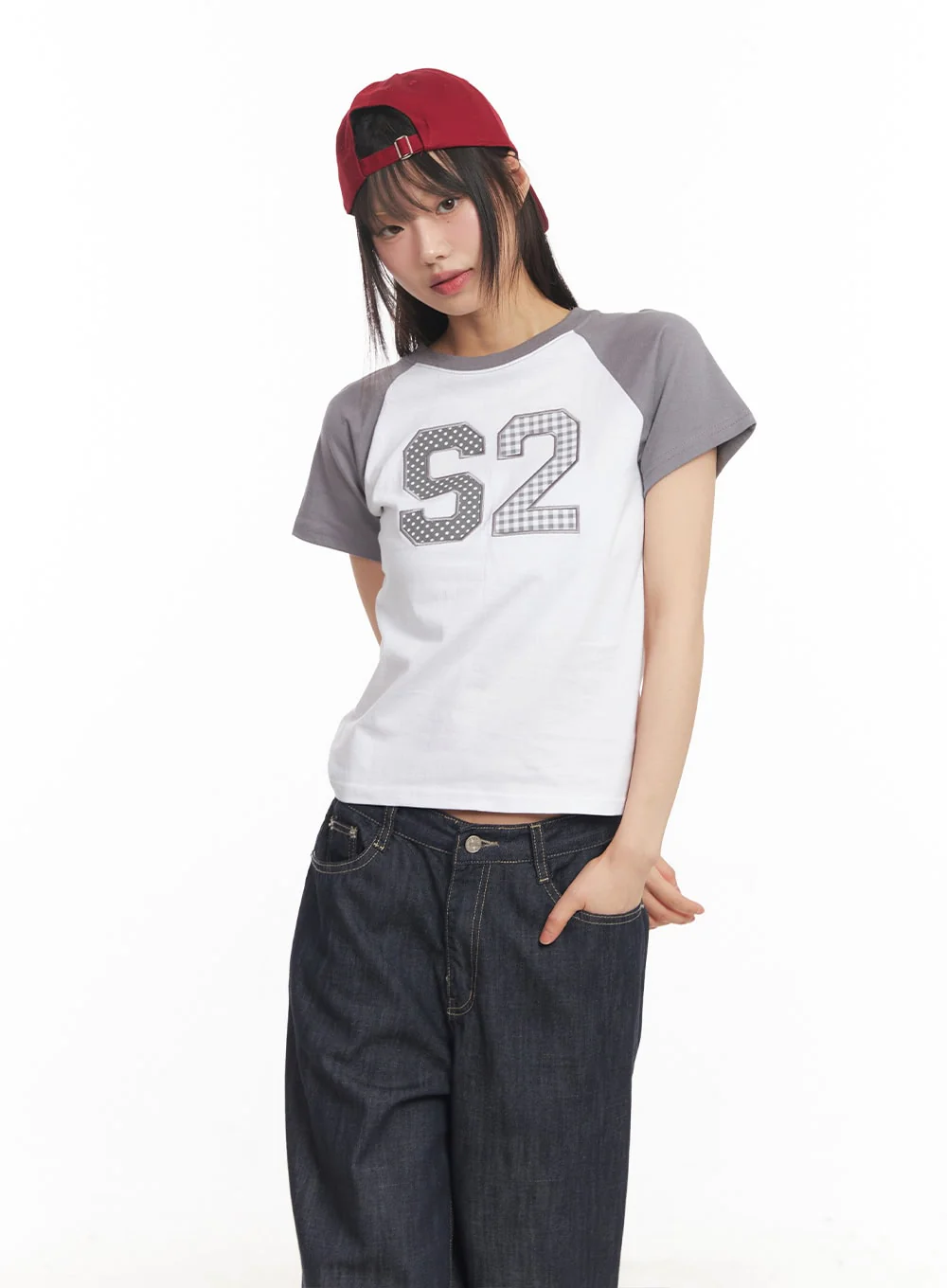 Check Embroidered Crop Top CA522 - Image 2