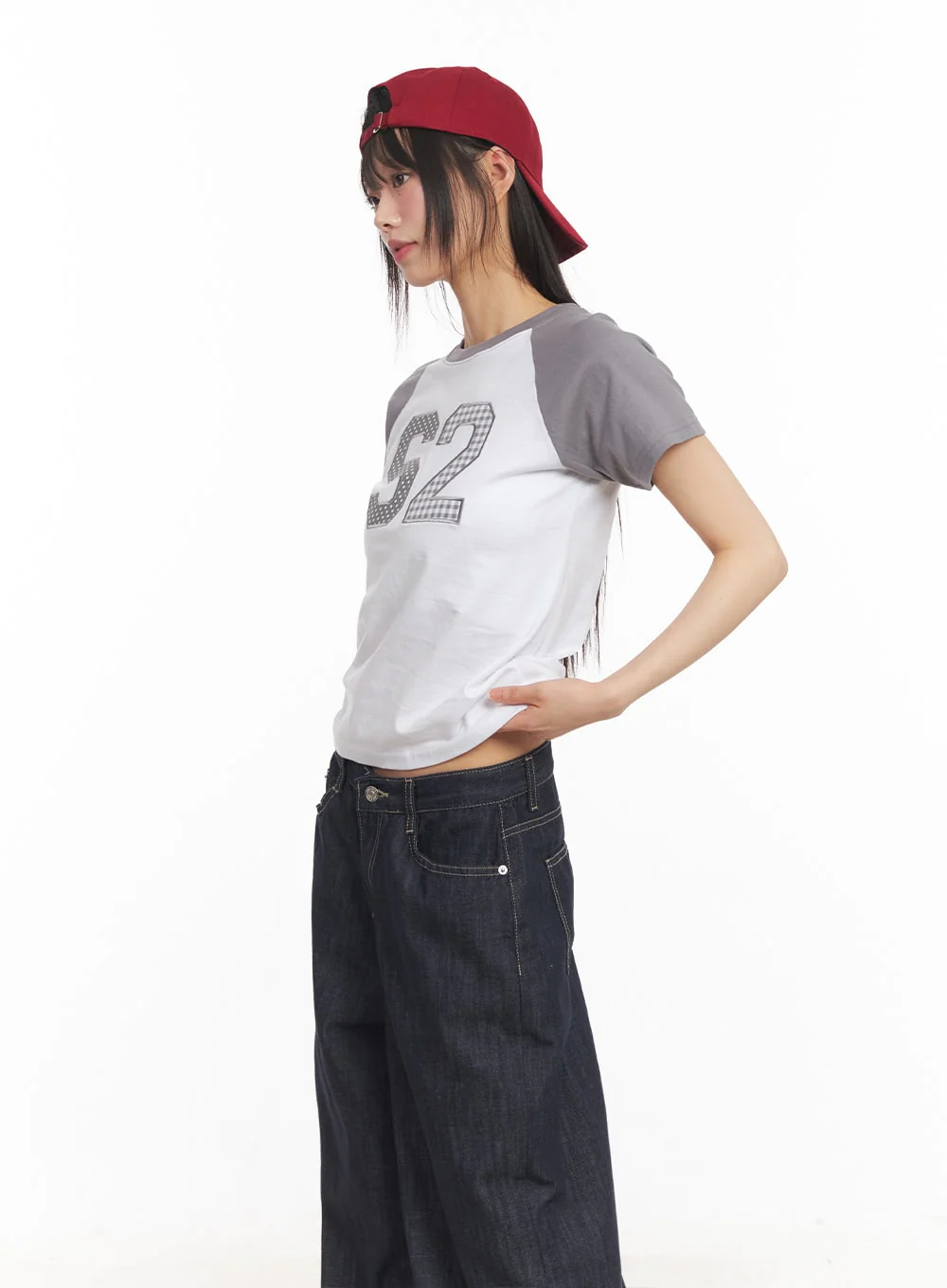 Check Embroidered Crop Top CA522 - Image 3