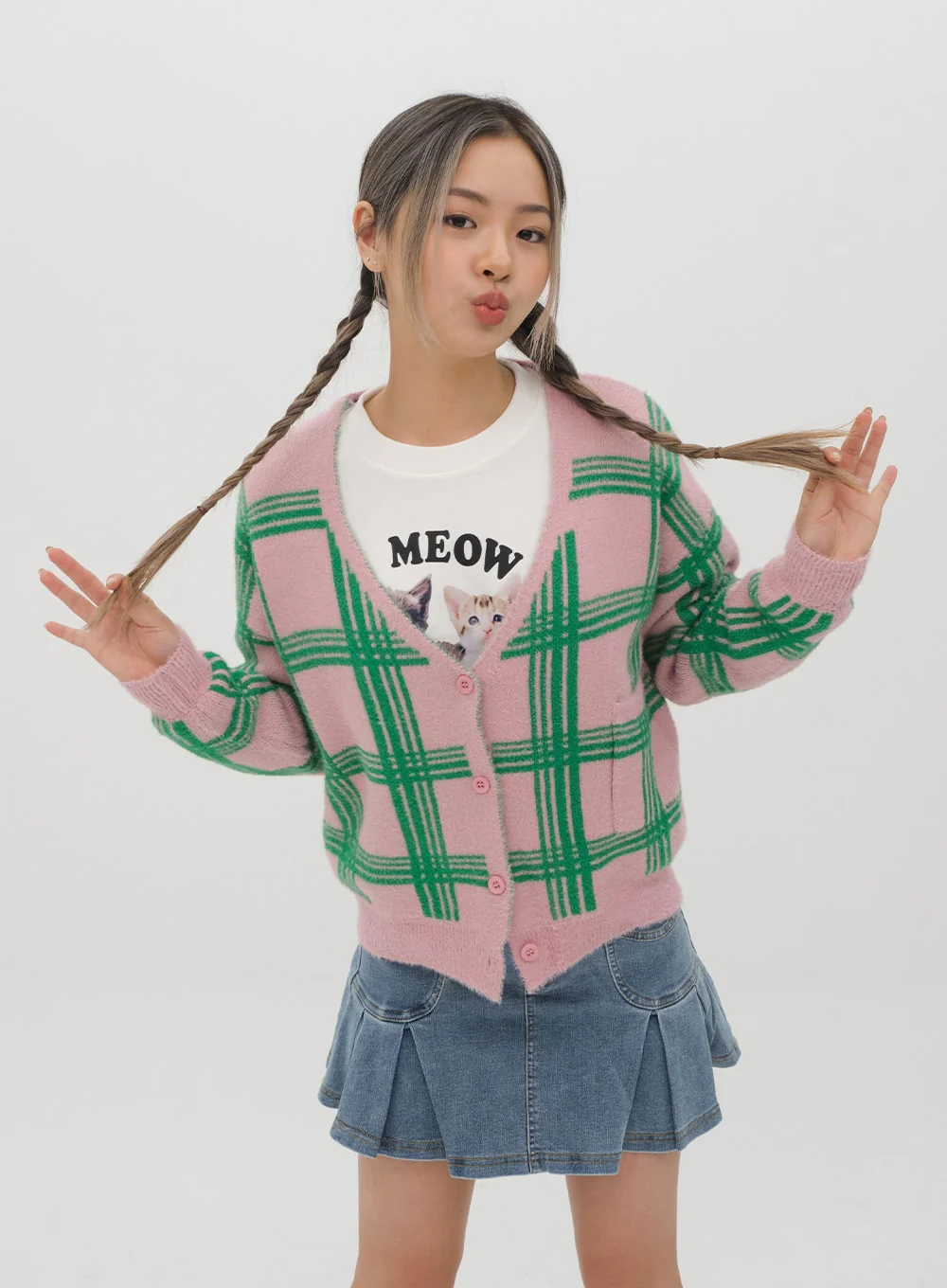 Check Pattern Cardigan J15