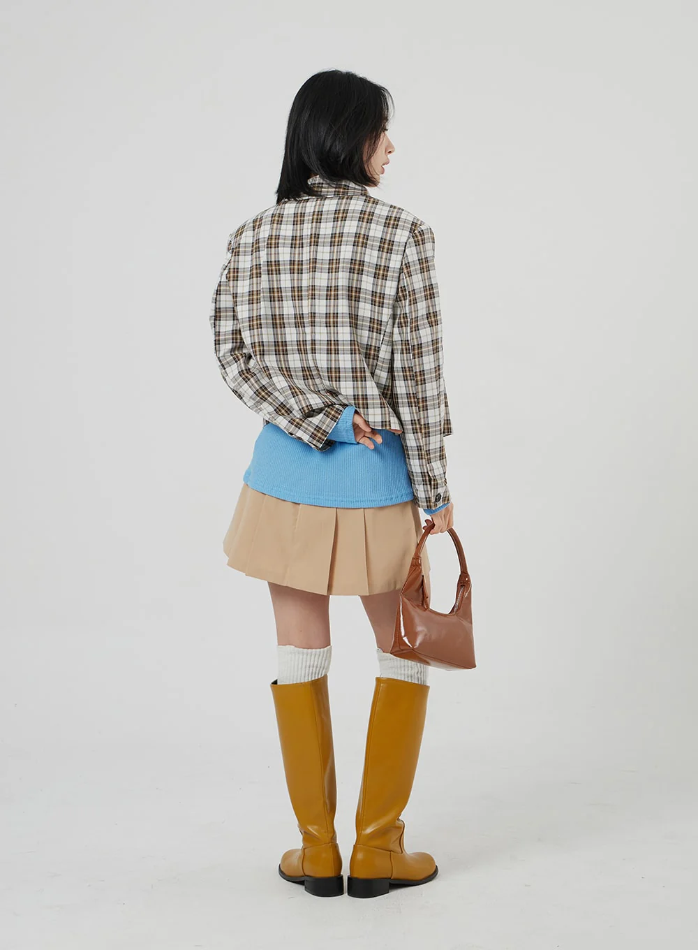 Check Pattern Crop Blazer OF310 - Image 8