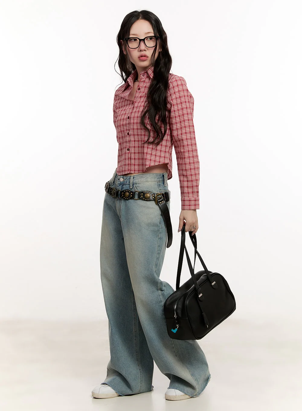 Checkered Collared Crop Shirt CM510 - Image 6
