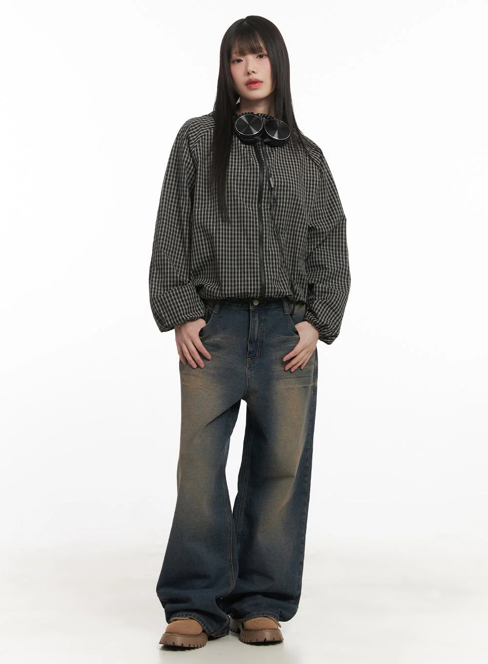 Checkered Hooded Windbreaker Jacket CF519 - Image 3