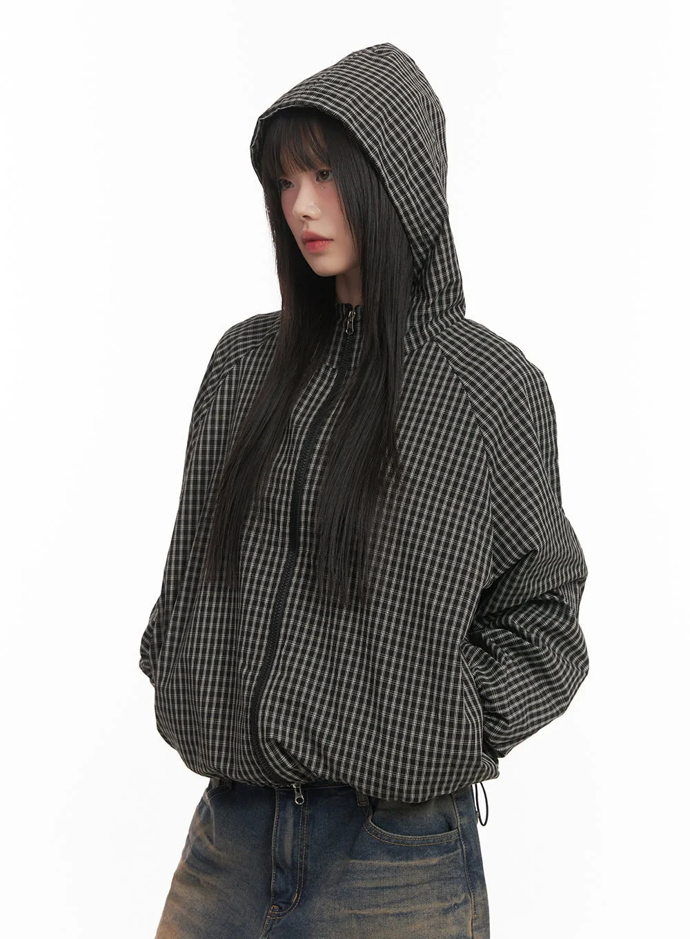 Checkered Hooded Windbreaker Jacket CF519 - Image 6