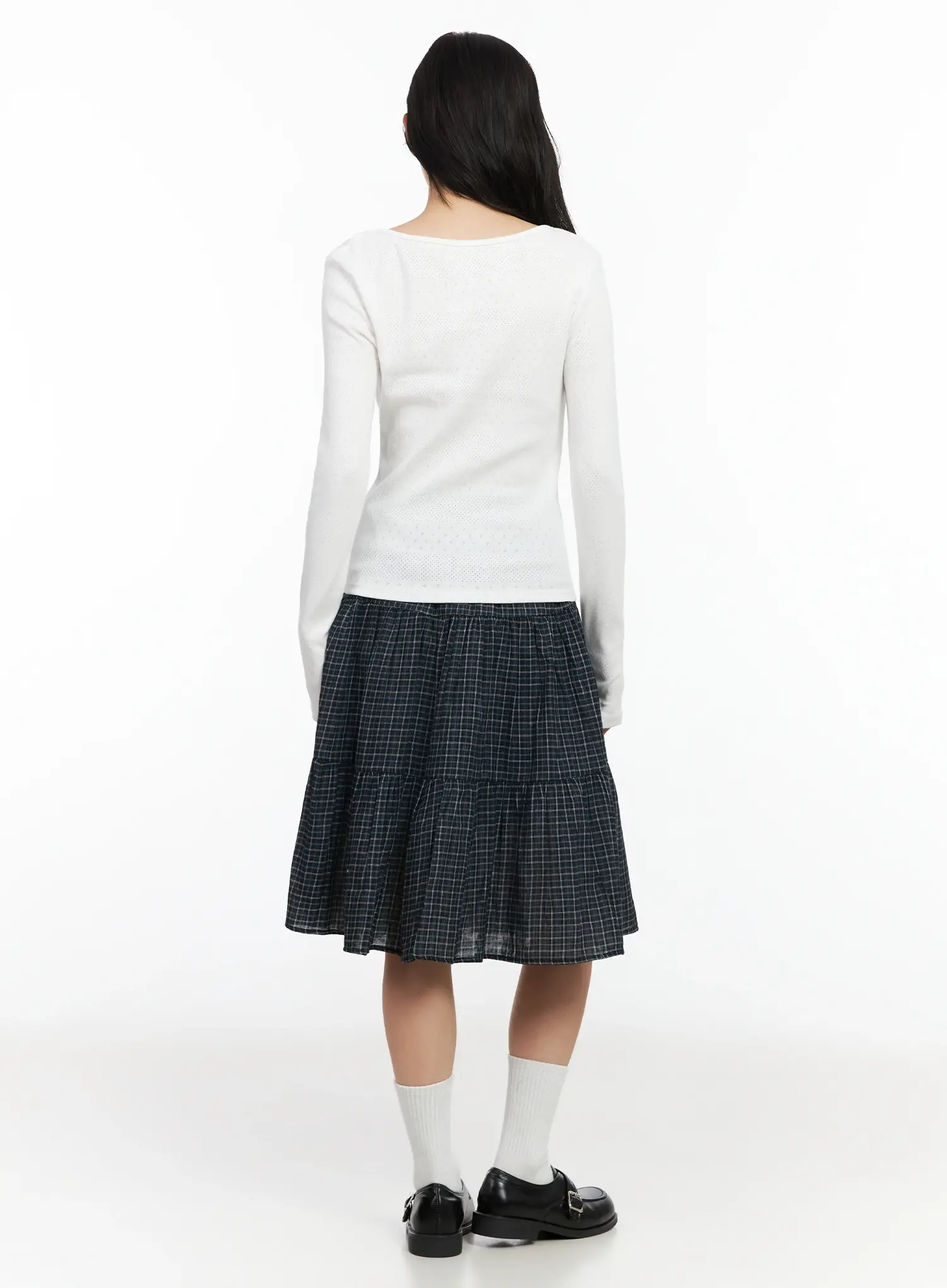 Checkered Midi Skirt IM524 - Image 8