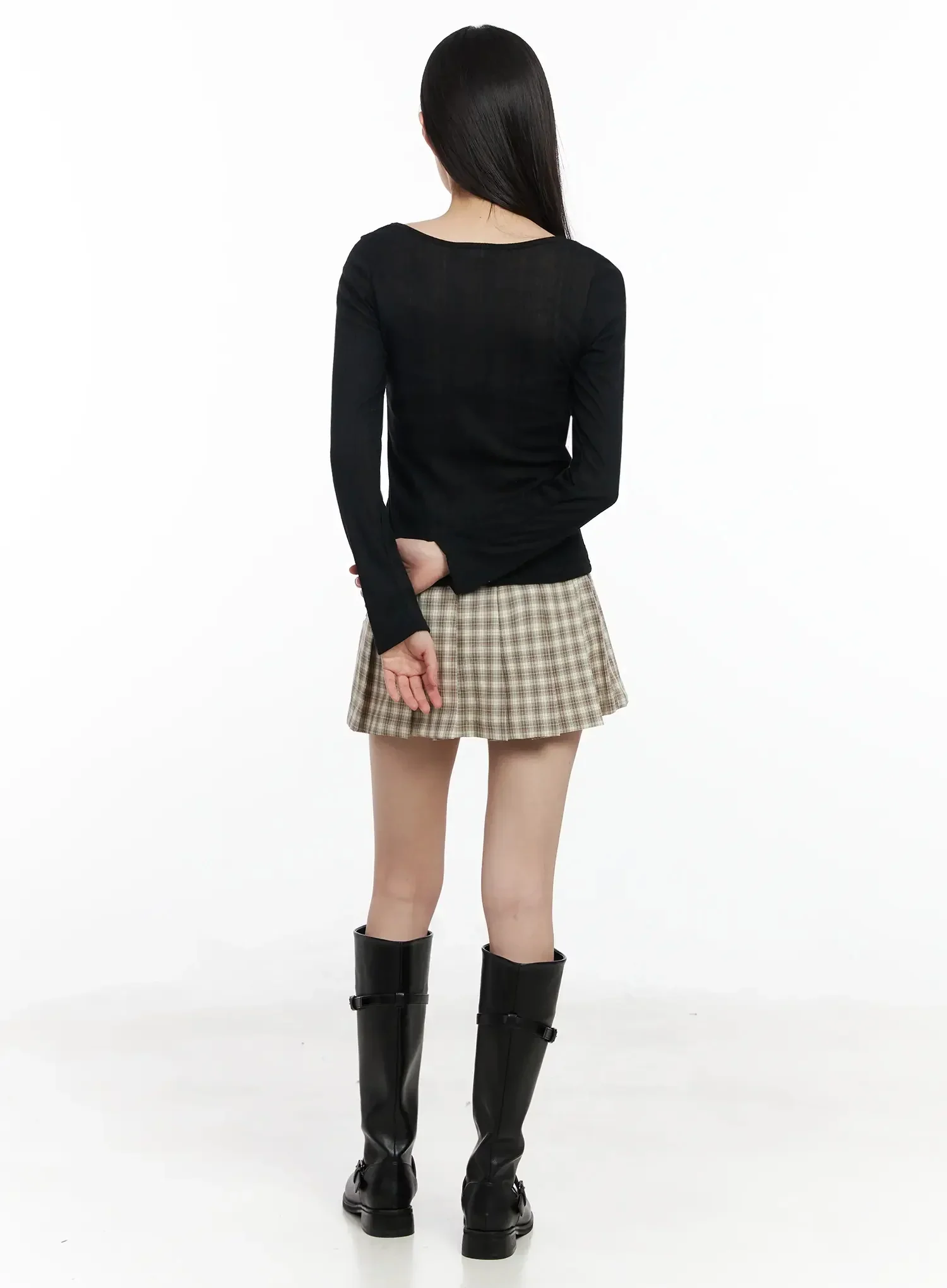 Checkered Pleated Skirt IM530 - Image 8
