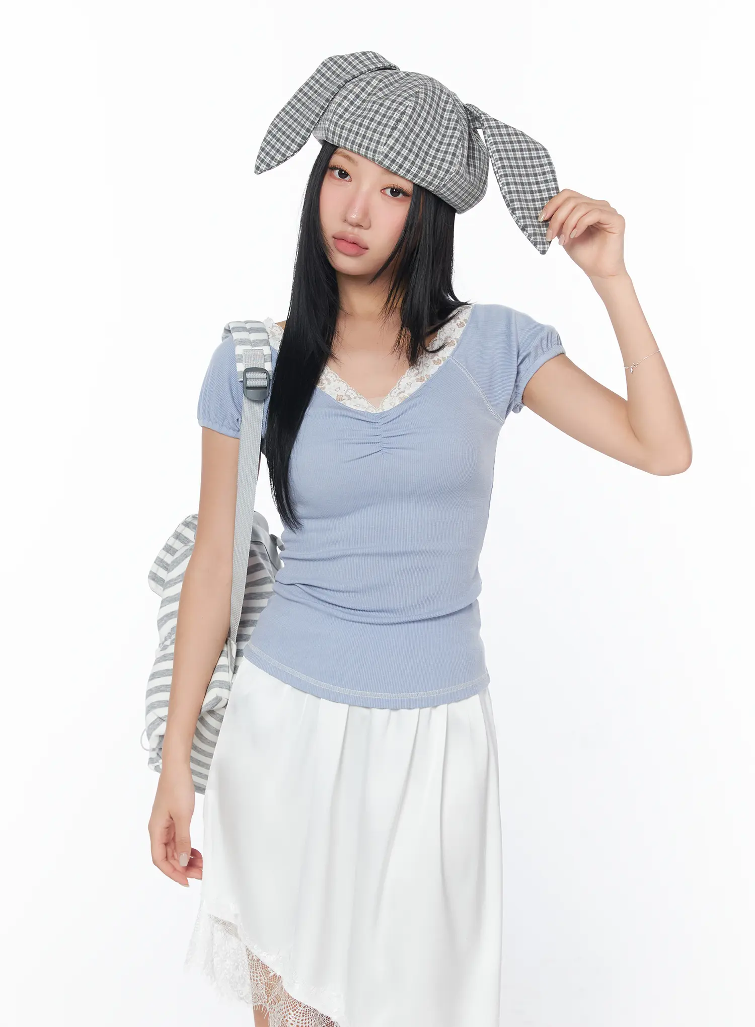 Checkered Rabbit Ear Hat CY513 - Image 2