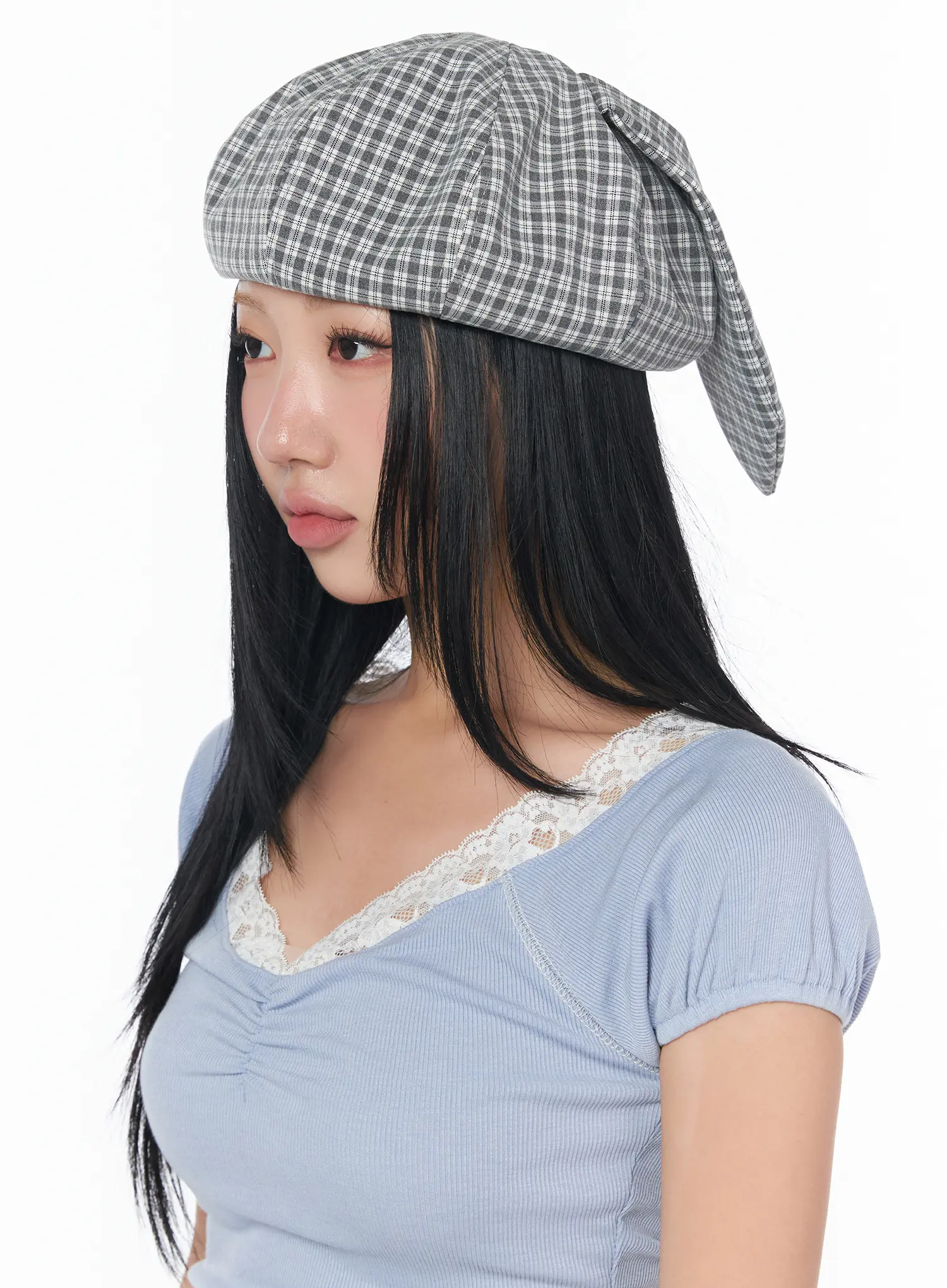 Checkered Rabbit Ear Hat CY513 - Image 5