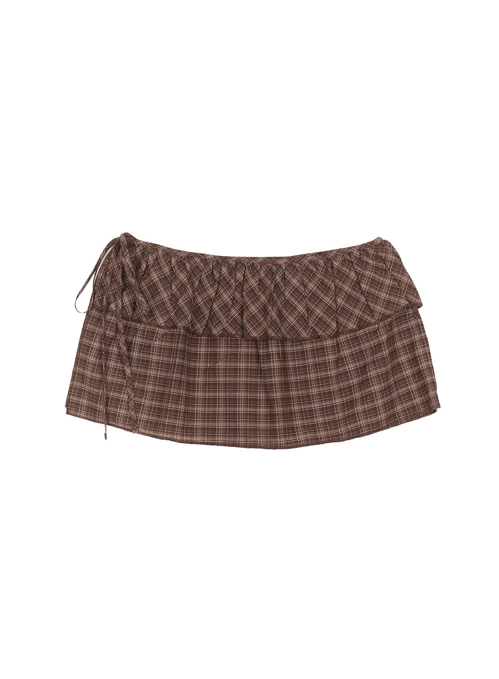 Checkered Ruffle Layering Mini Skirt CF519 - Image 10