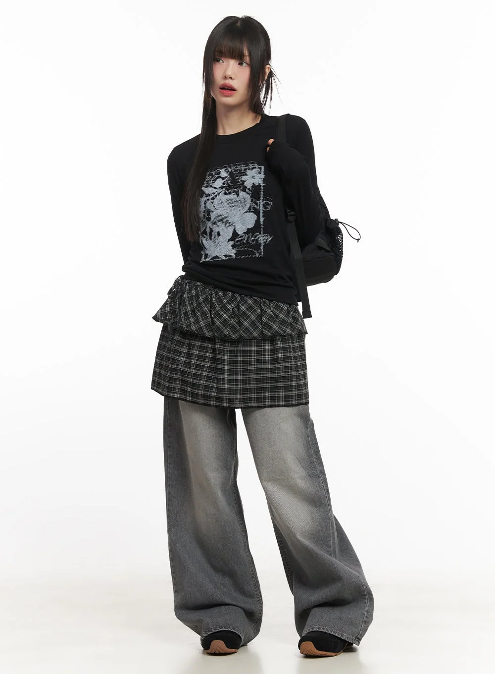 Checkered Ruffle Layering Mini Skirt CF519 - Image 2