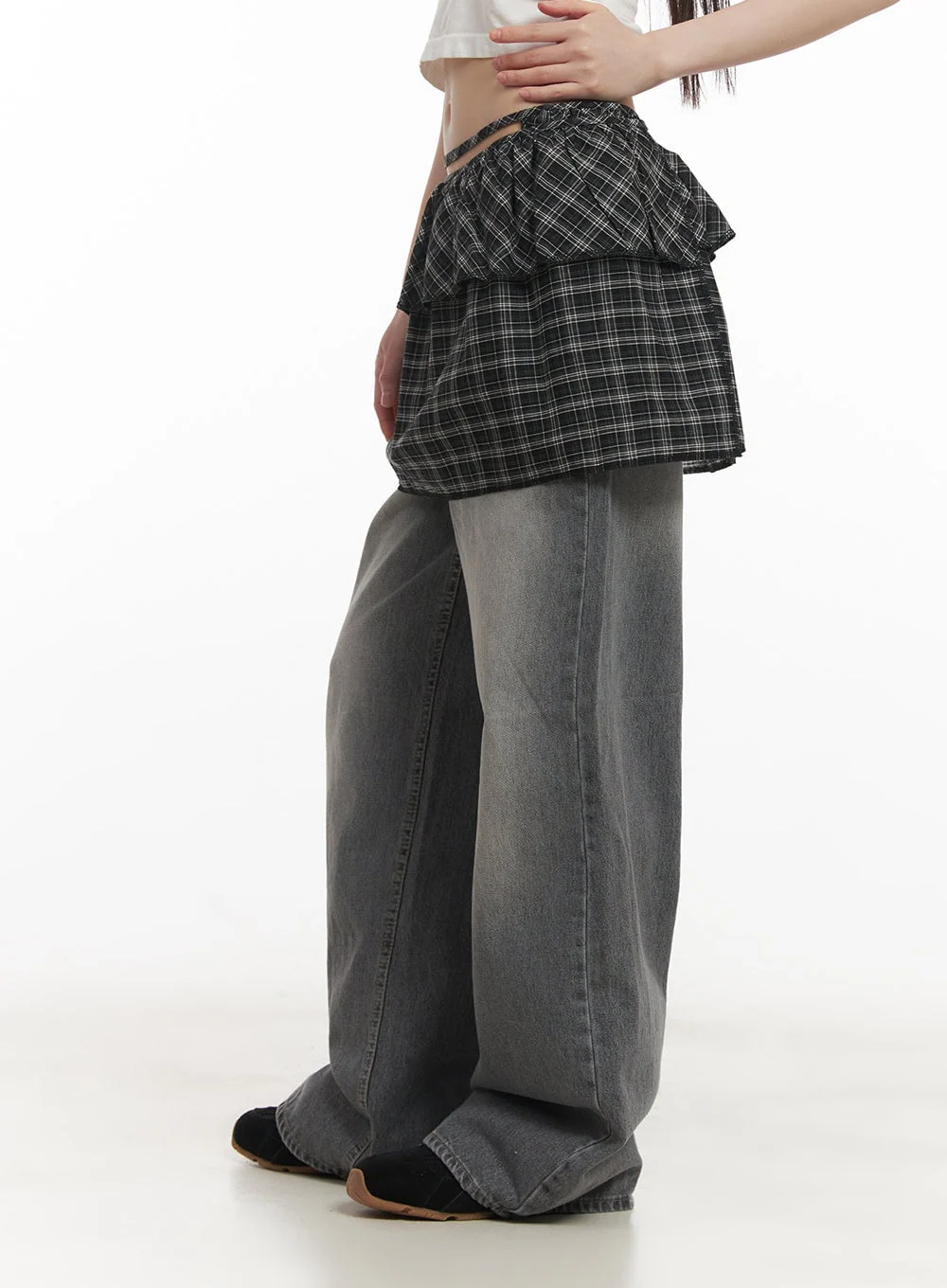 Checkered Ruffle Layering Mini Skirt CF519 - Image 5