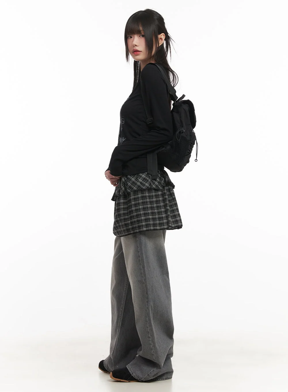 Checkered Ruffle Layering Mini Skirt CF519 - Image 8