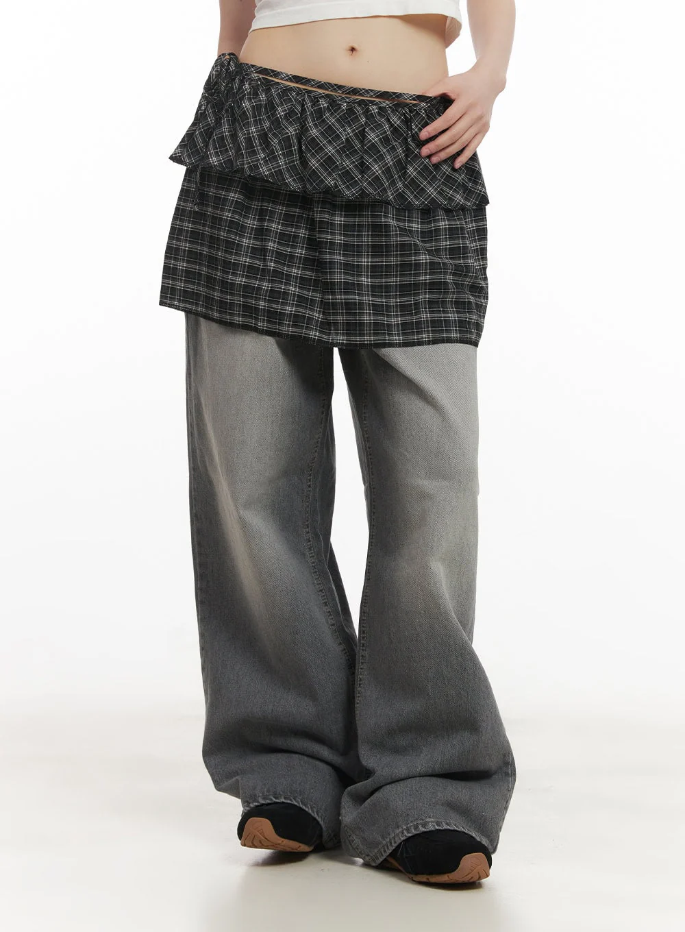 Checkered Ruffle Layering Mini Skirt CF519 - Image 9