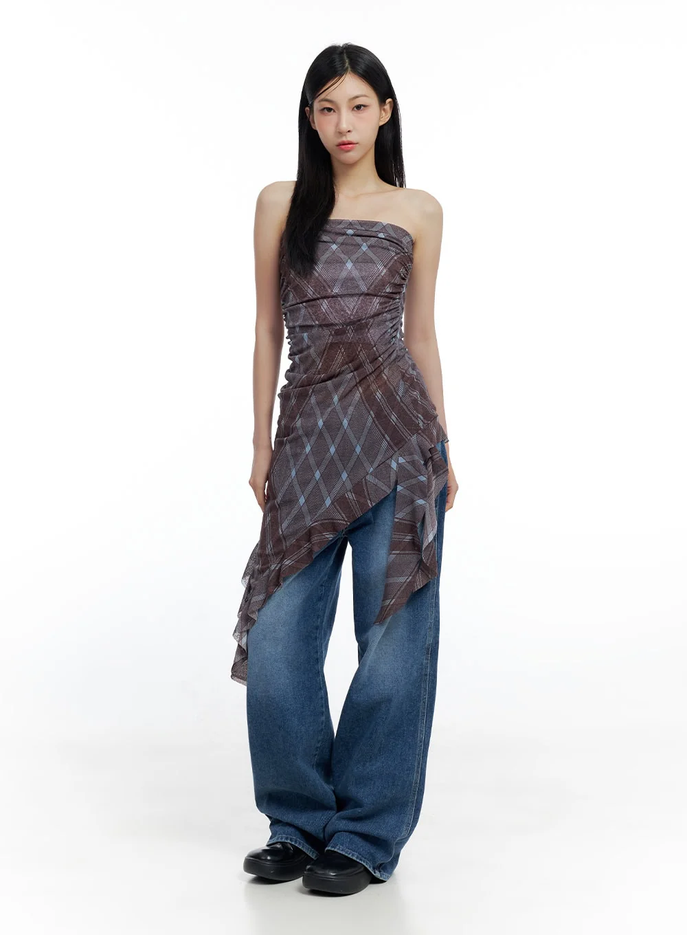 Checkered Ruffle Midi Dress CO426 - Image 2
