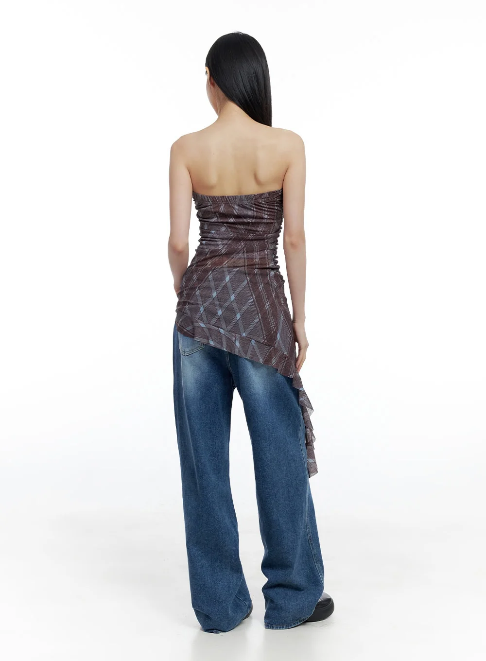 Checkered Ruffle Midi Dress CO426 - Image 4