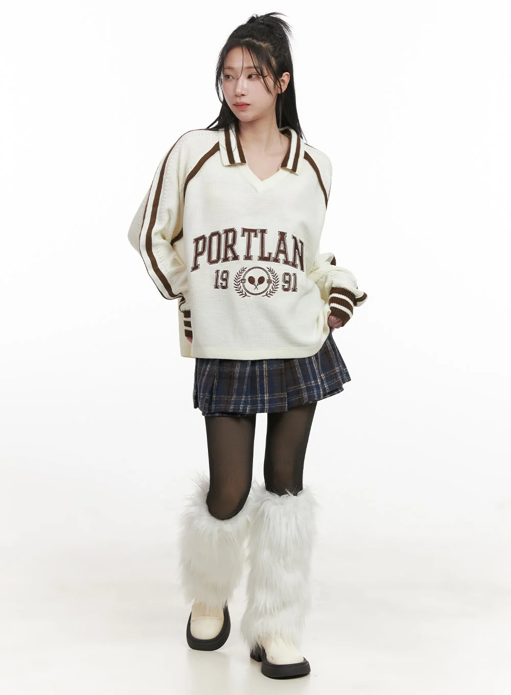Checkered Winter Pleated Mini Skirt CJ516 - Image 2