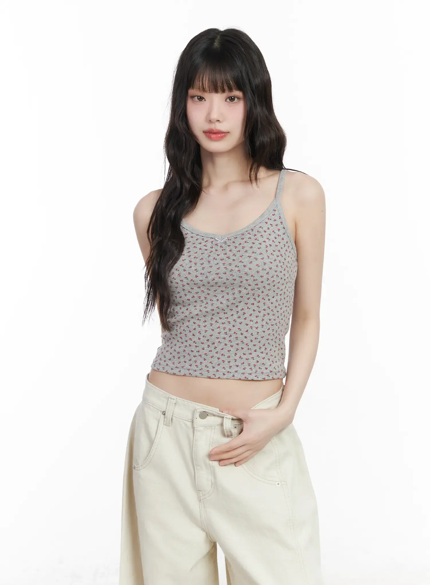 Cherry Print Ribbon Cami Top CM526 - Image 3