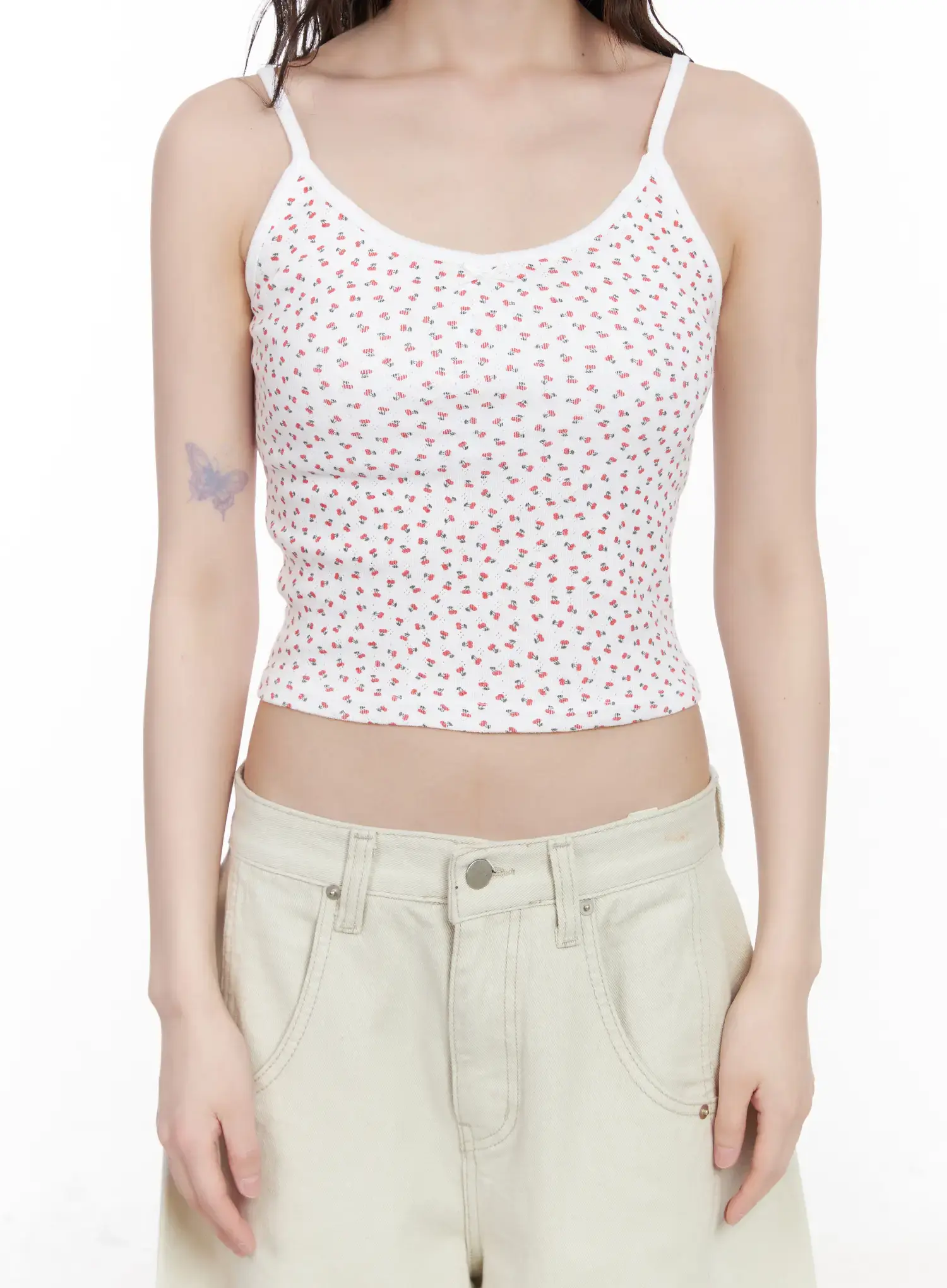 Cherry Print Ribbon Cami Top CM526 - Image 4