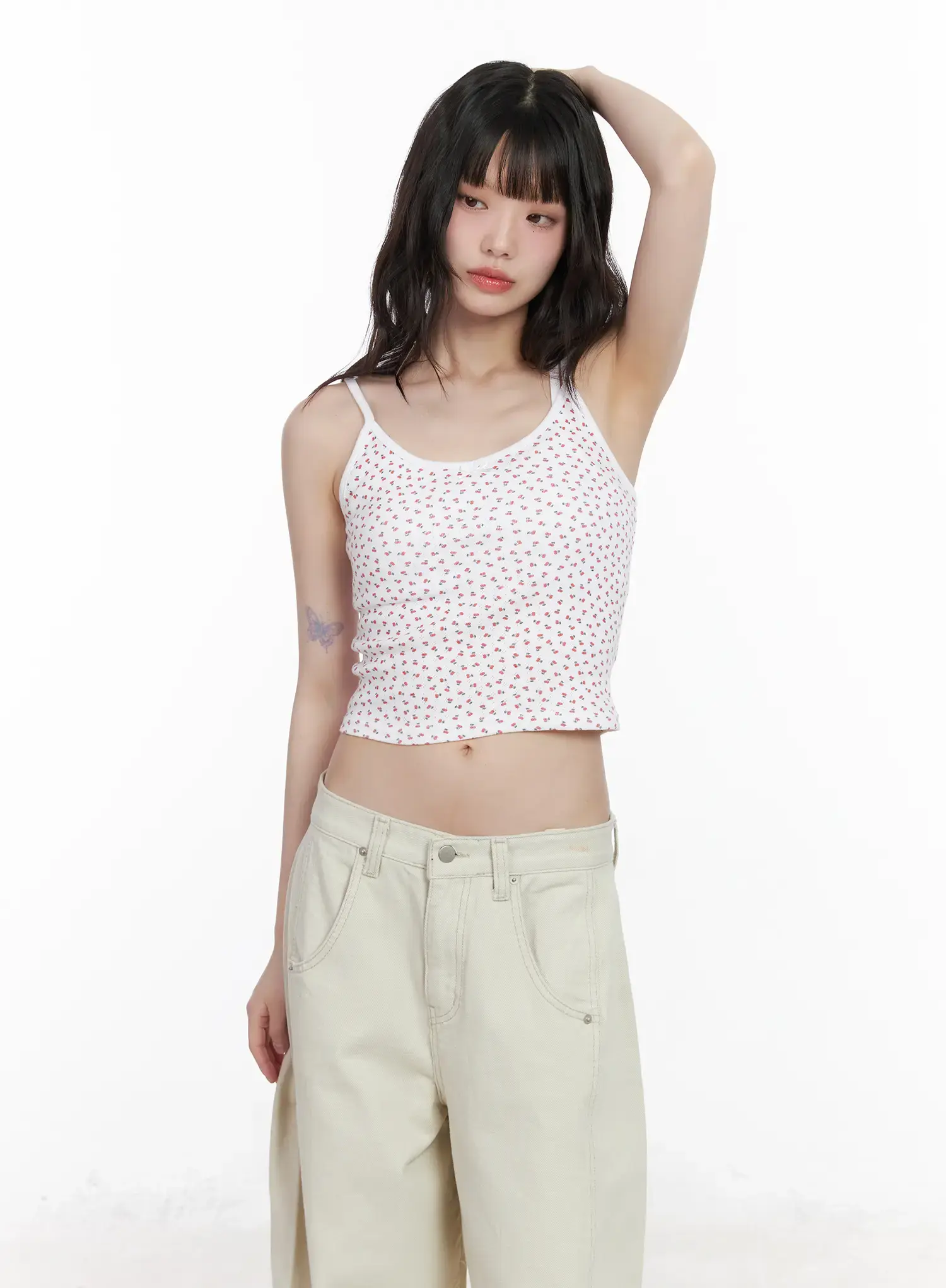 Cherry Print Ribbon Cami Top CM526 - Image 8