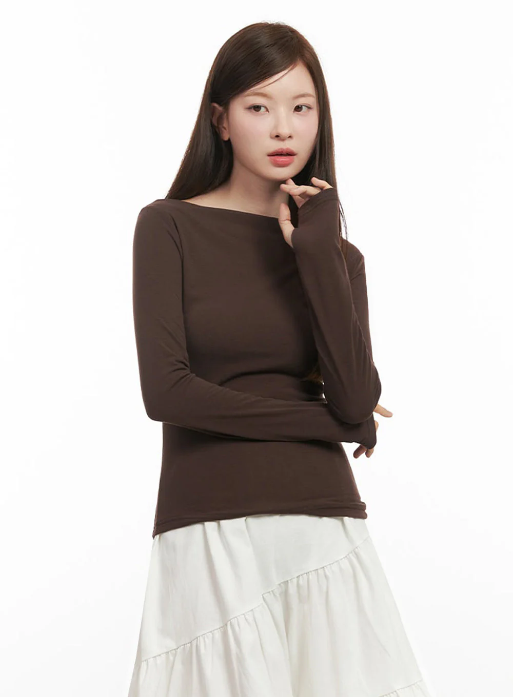 Chic Boat Neck Long Sleeve Top IJ527 - Image 13