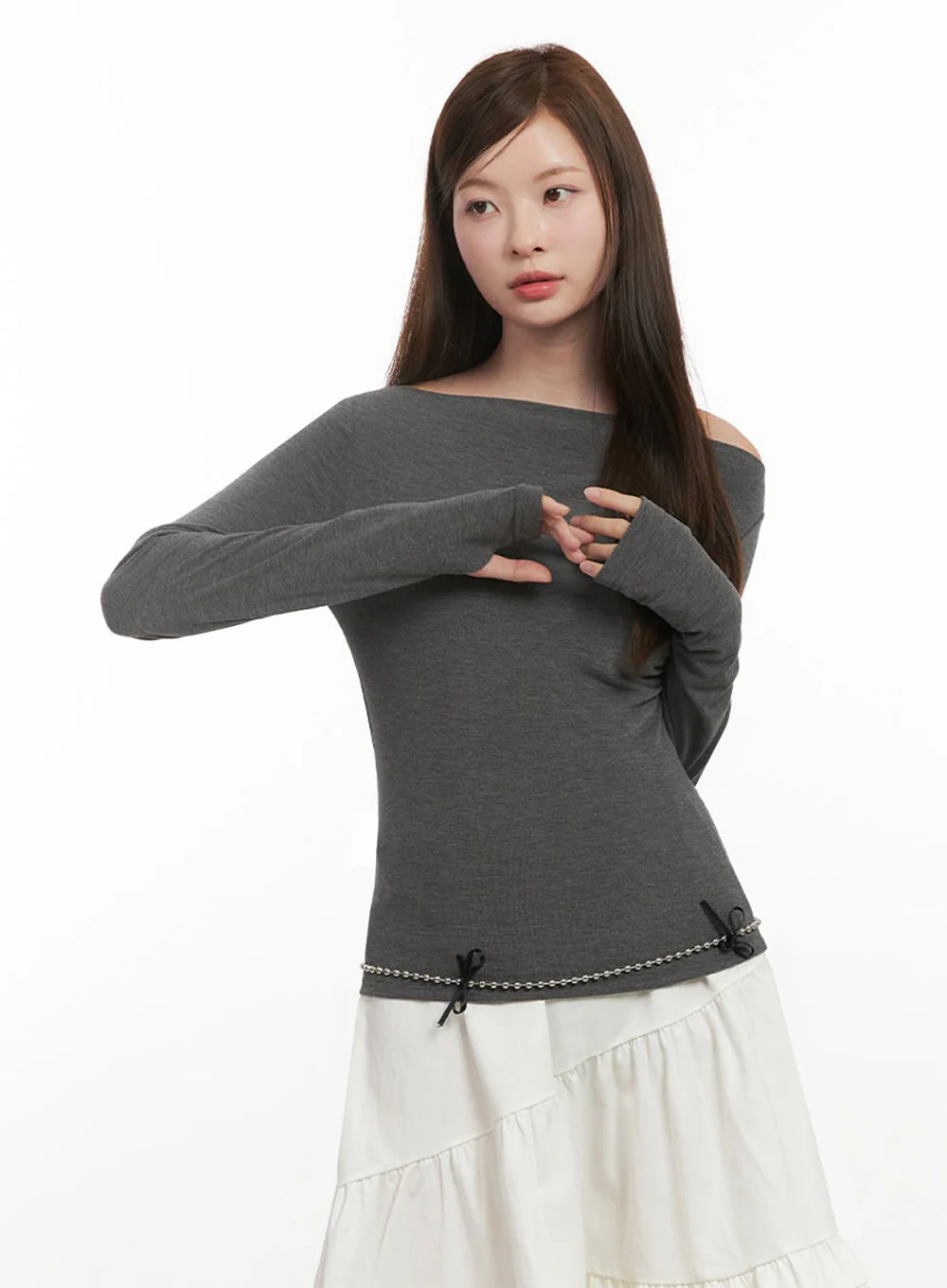 Chic Boat Neck Long Sleeve Top IJ527 - Image 6